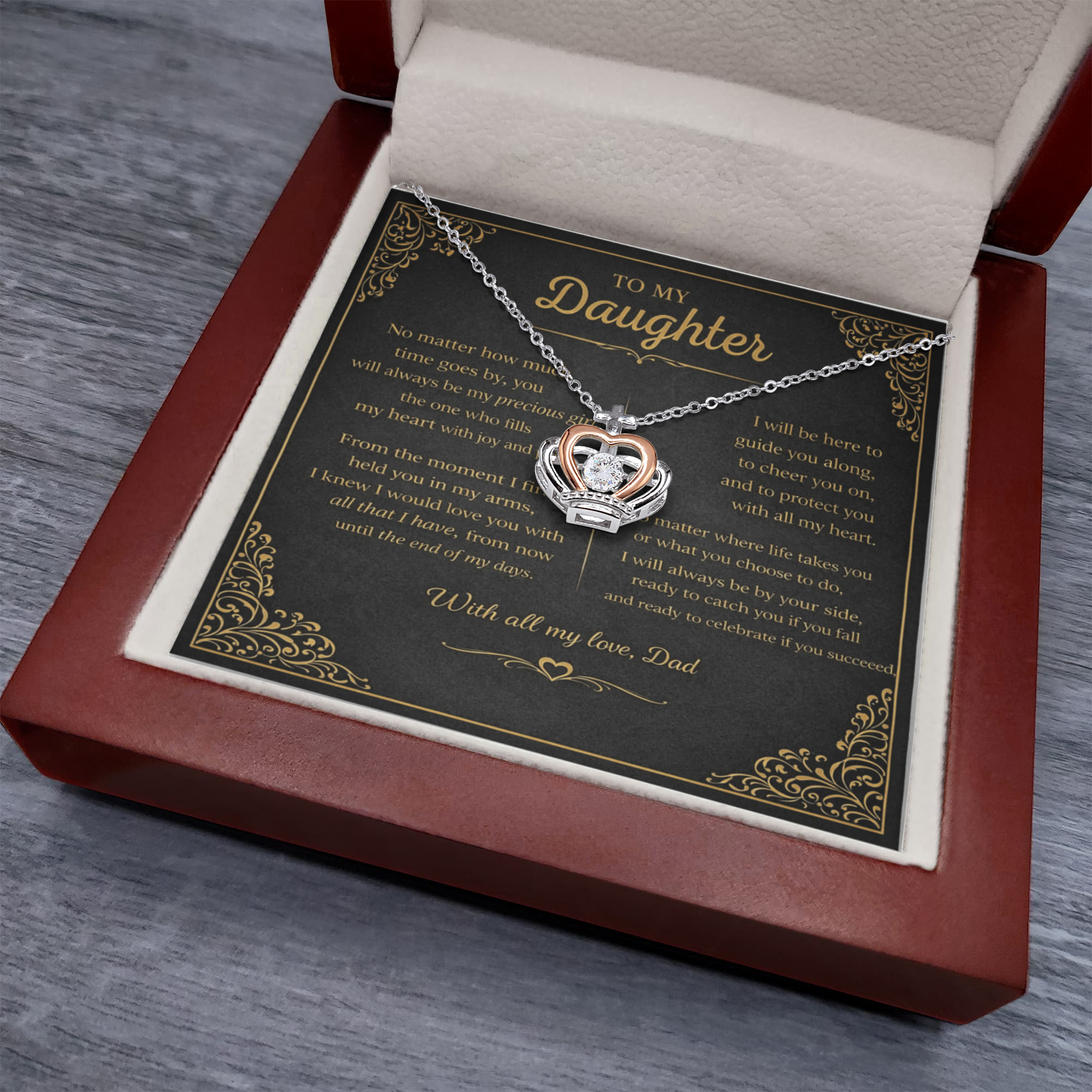 For My Beautiful Daughter – Crown Pendant Necklace Gift Set