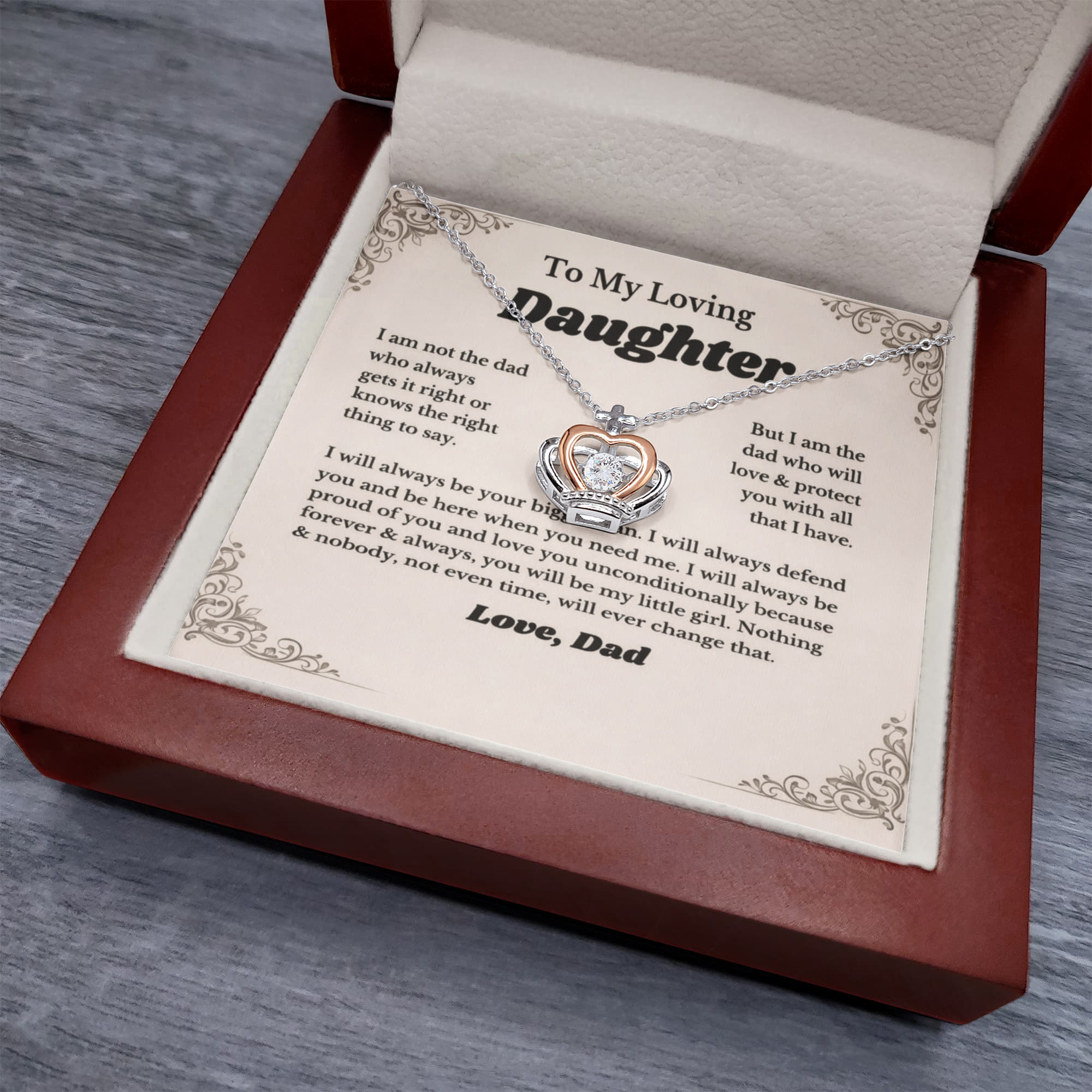To My Lovely Daughter – Crown Pendant Necklace