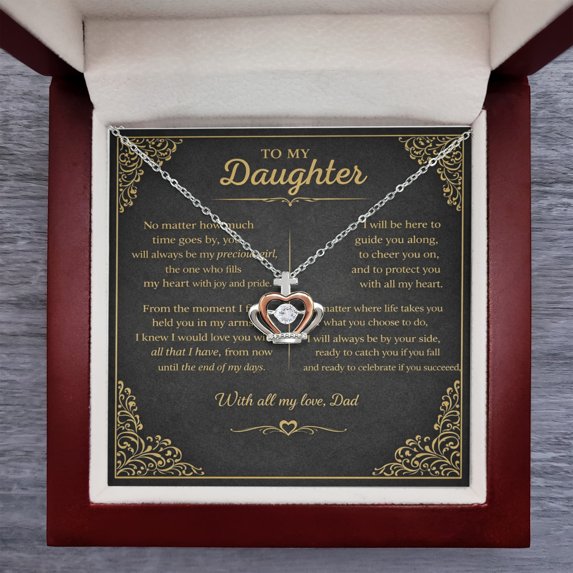 For My Beautiful Daughter – Crown Pendant Necklace Gift Set