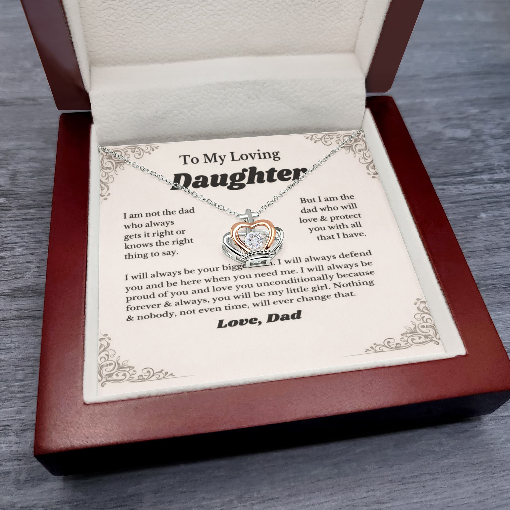 To My Lovely Daughter – Crown Pendant Necklace