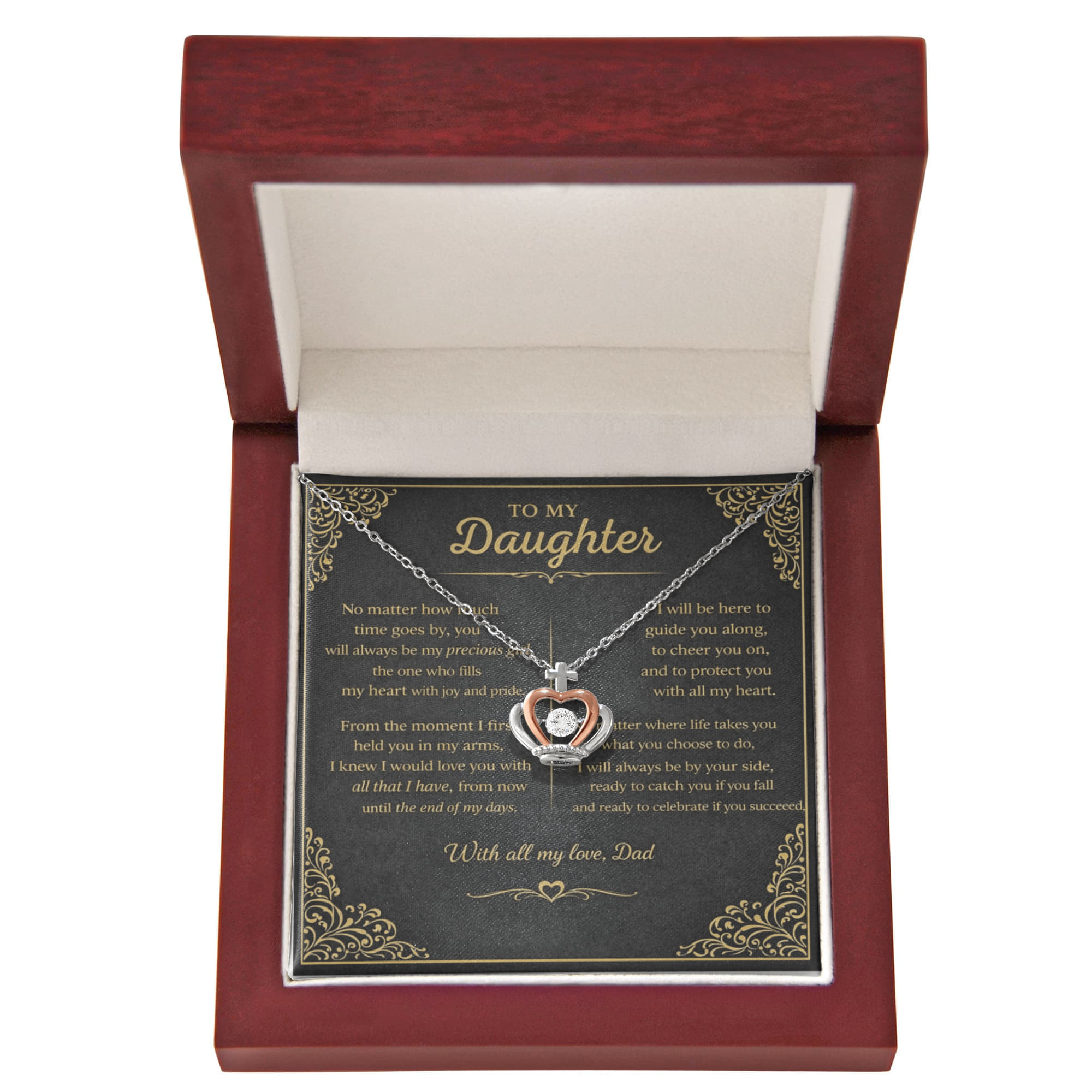 For My Beautiful Daughter – Crown Pendant Necklace Gift Set