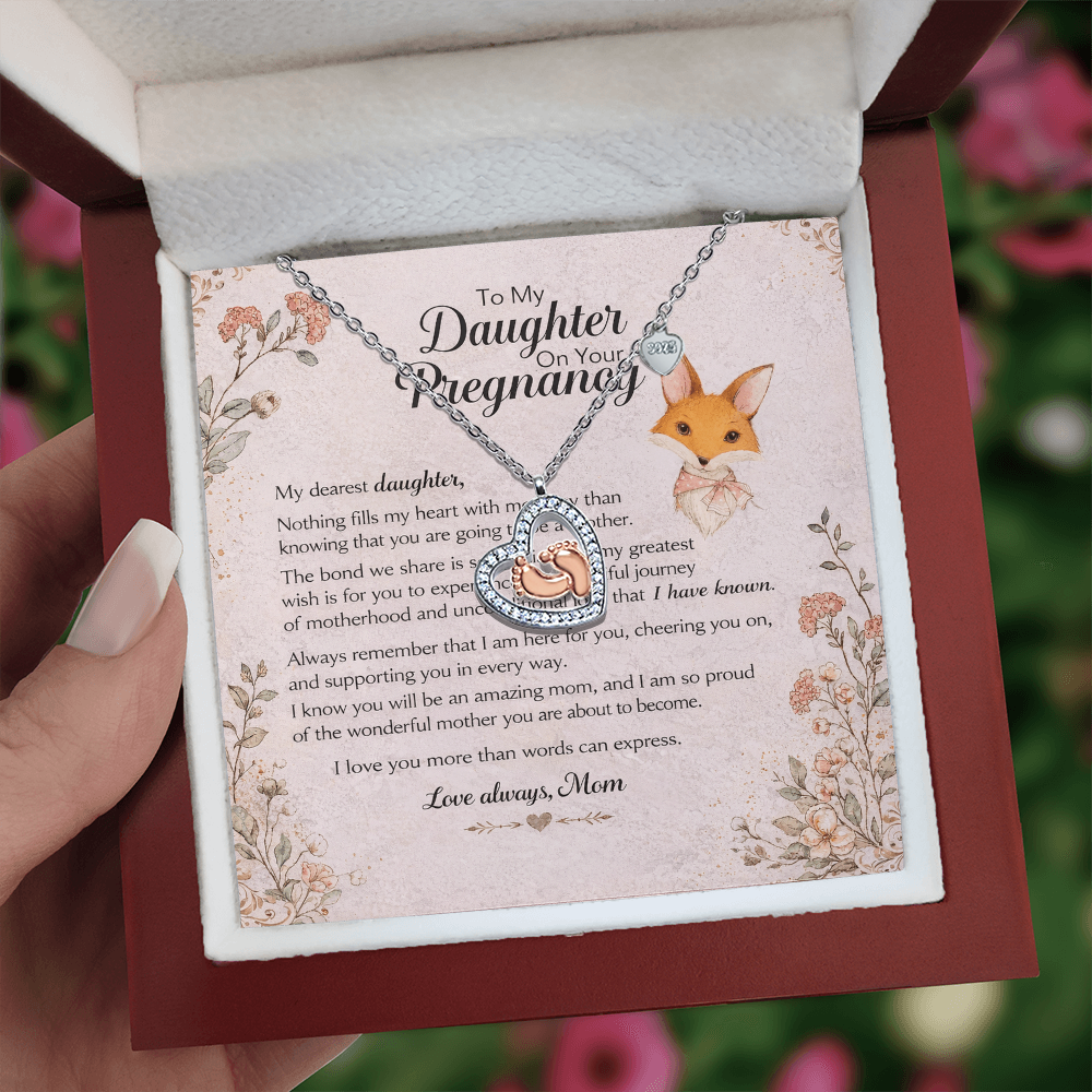 Heartfelt Pregnancy Gift From Mom to Daughter – Baby Feet Heart Necklace