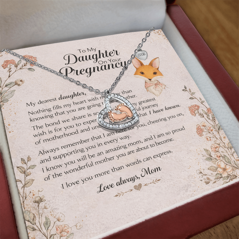 Heartfelt Pregnancy Gift From Mom to Daughter – Baby Feet Heart Necklace