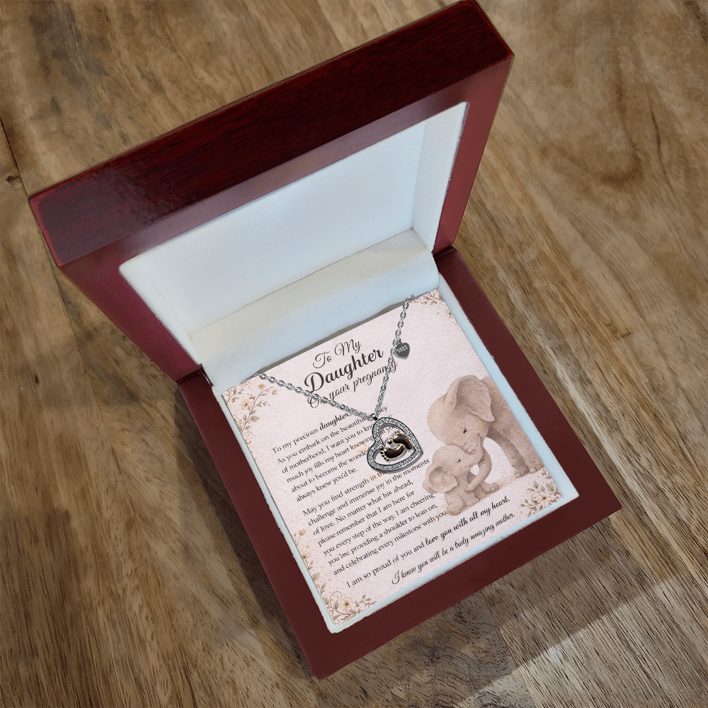 Elegant Pregnancy Necklace Gift From Mom to Daughter – Baby Feet Heart