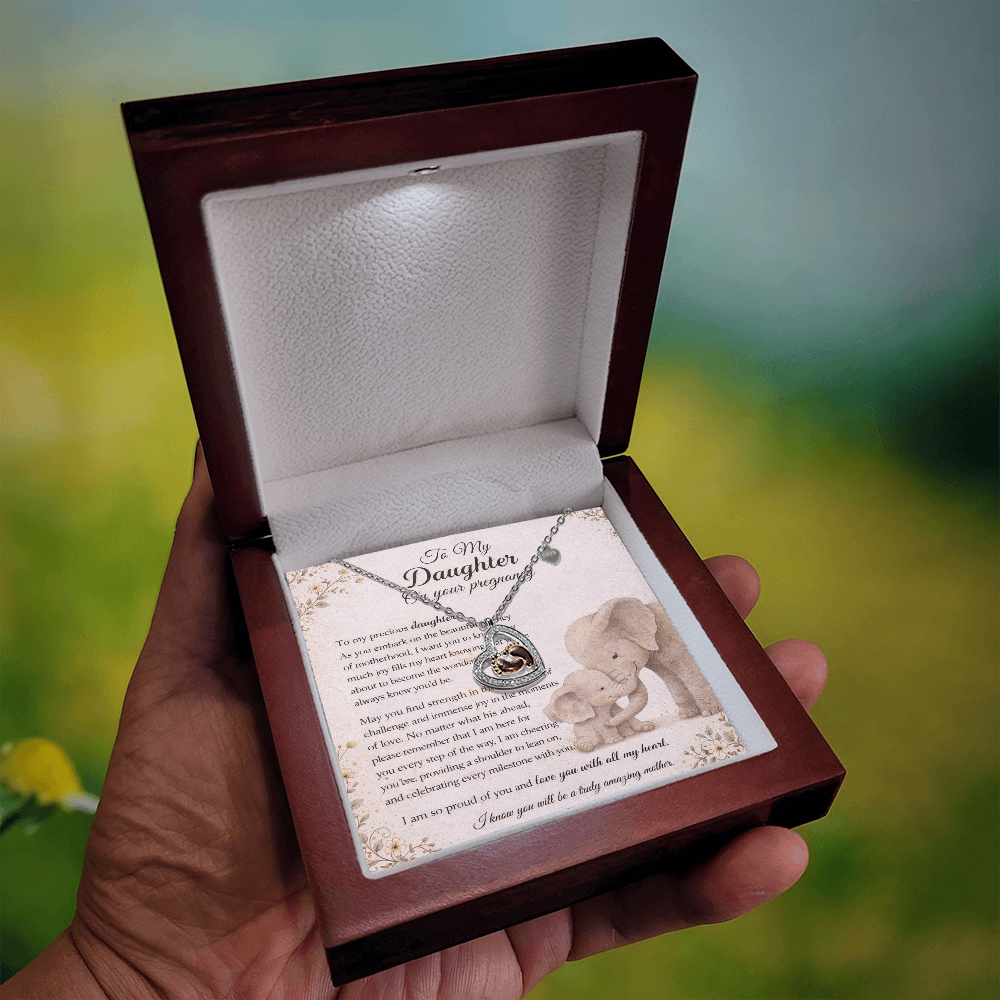 Elegant Pregnancy Necklace Gift From Mom to Daughter – Baby Feet Heart