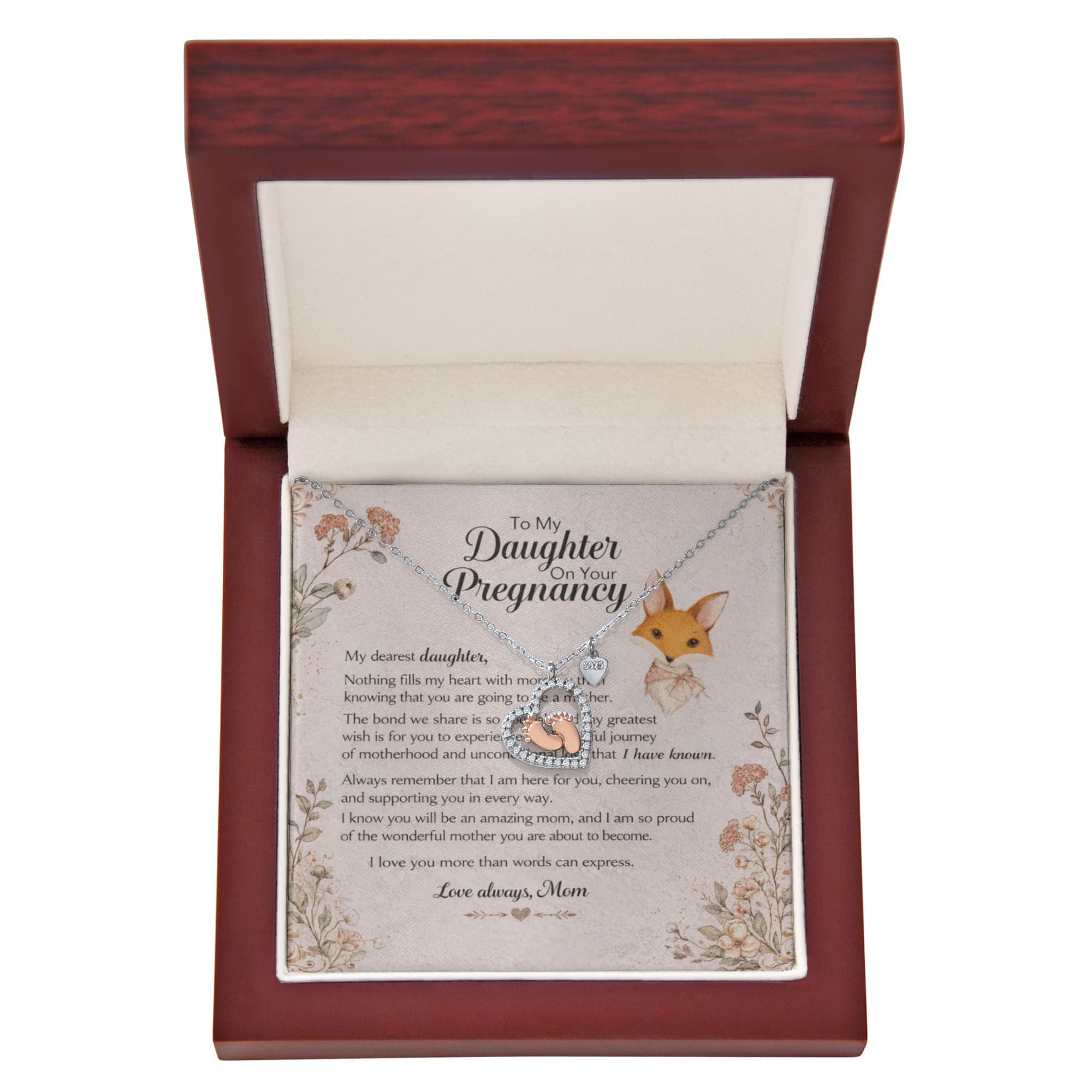 Heartfelt Pregnancy Gift From Mom to Daughter – Baby Feet Heart Necklace