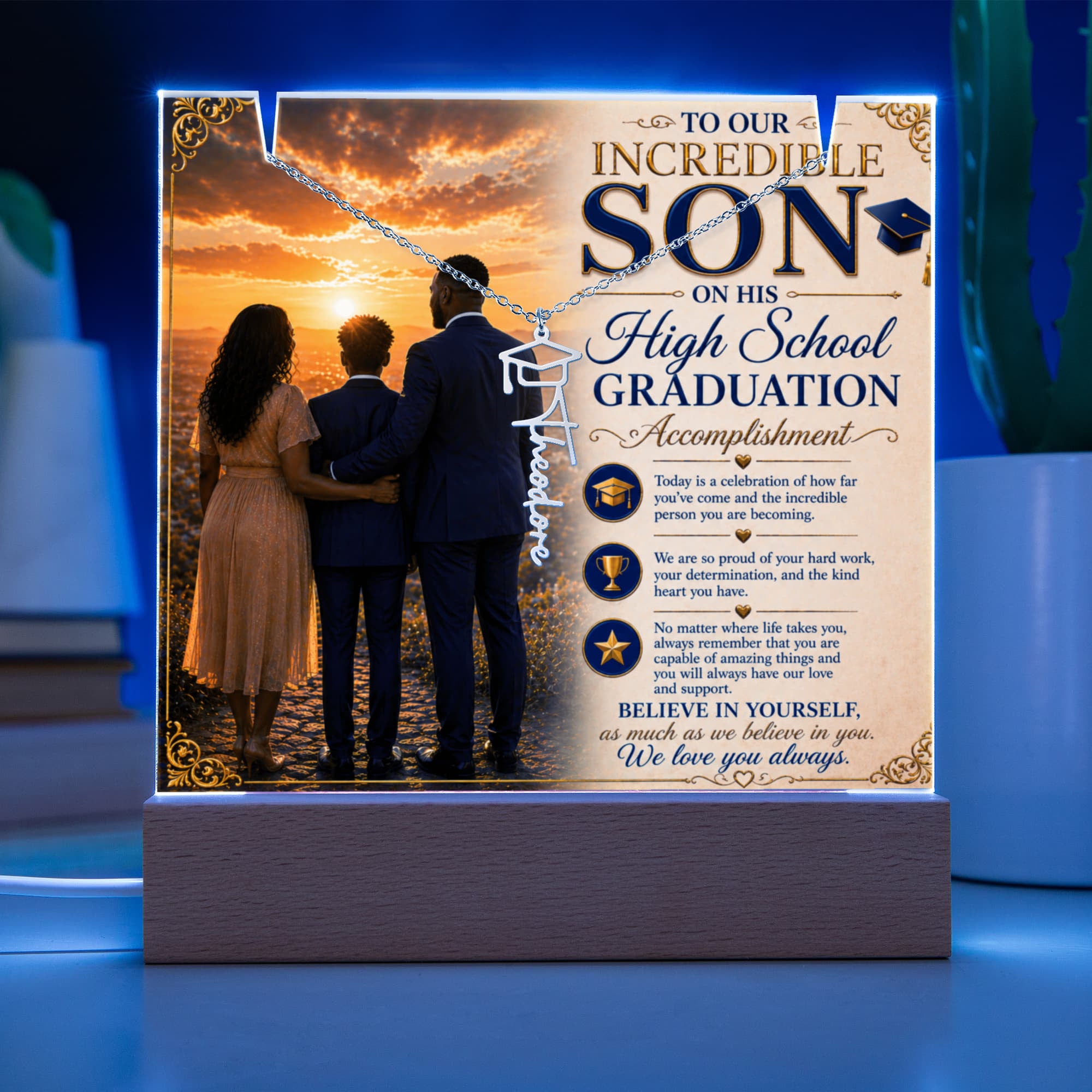 Honoring Our Incredible Son's High School Grad Acrylic Gift Set