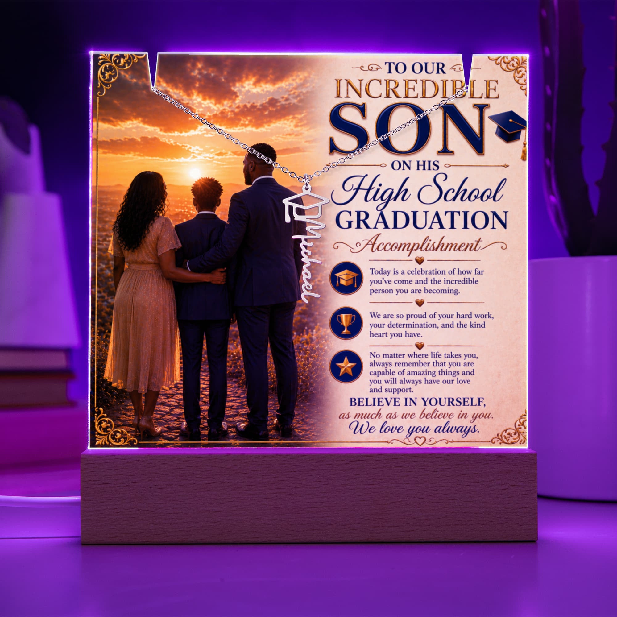 Honoring Our Incredible Son's High School Grad Acrylic Gift Set