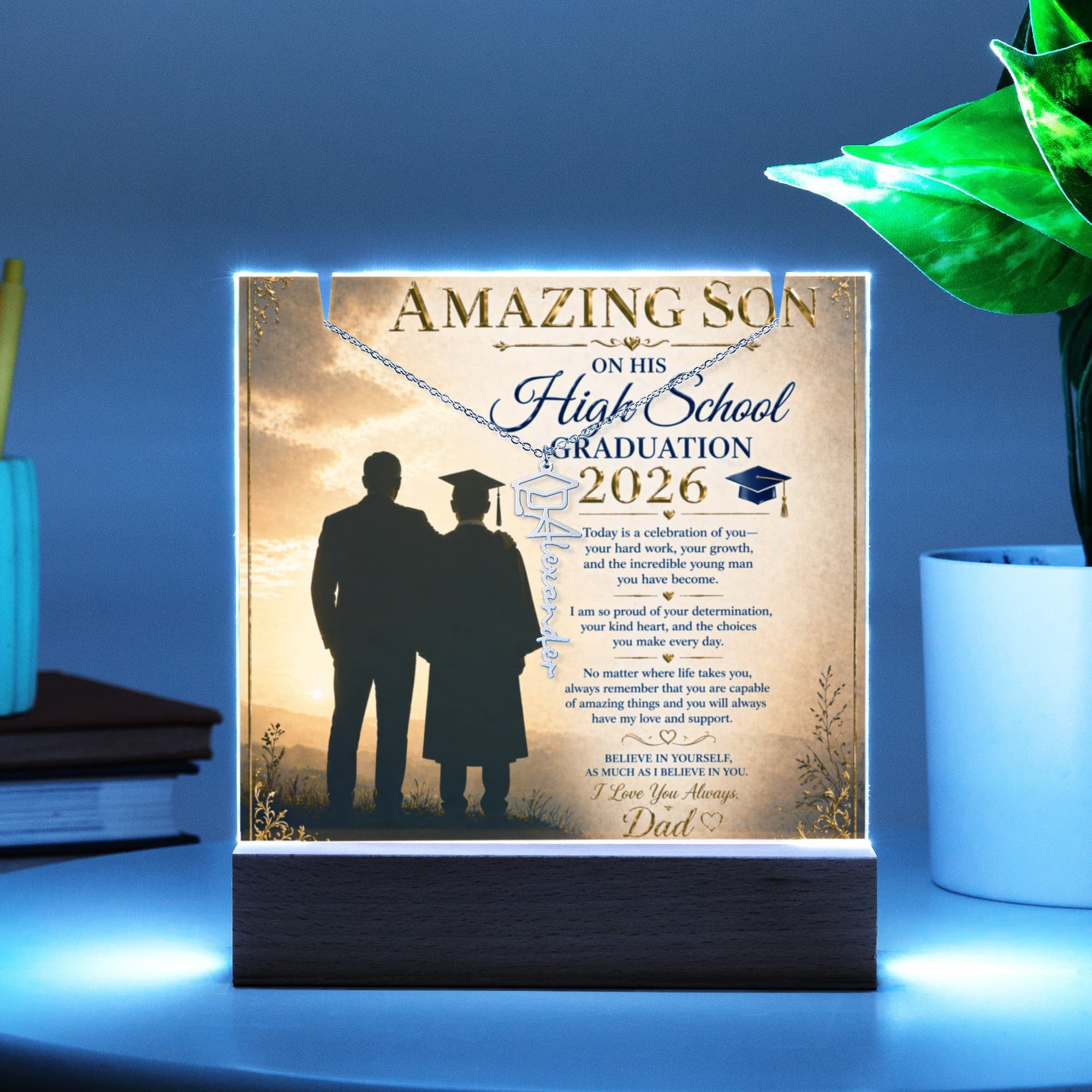 To My Son High School Graduation Acrylic Gift