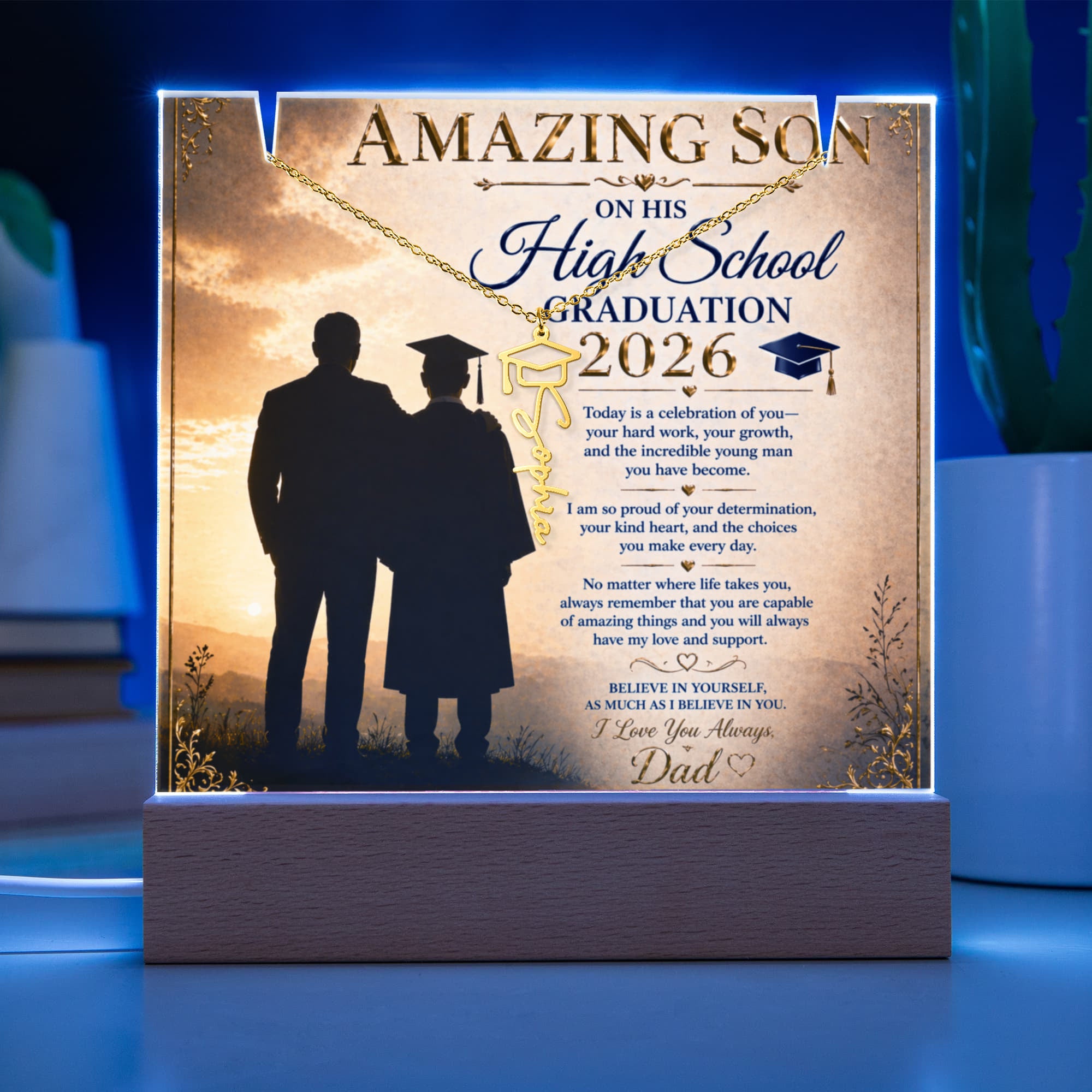 To My Son High School Graduation Acrylic Gift