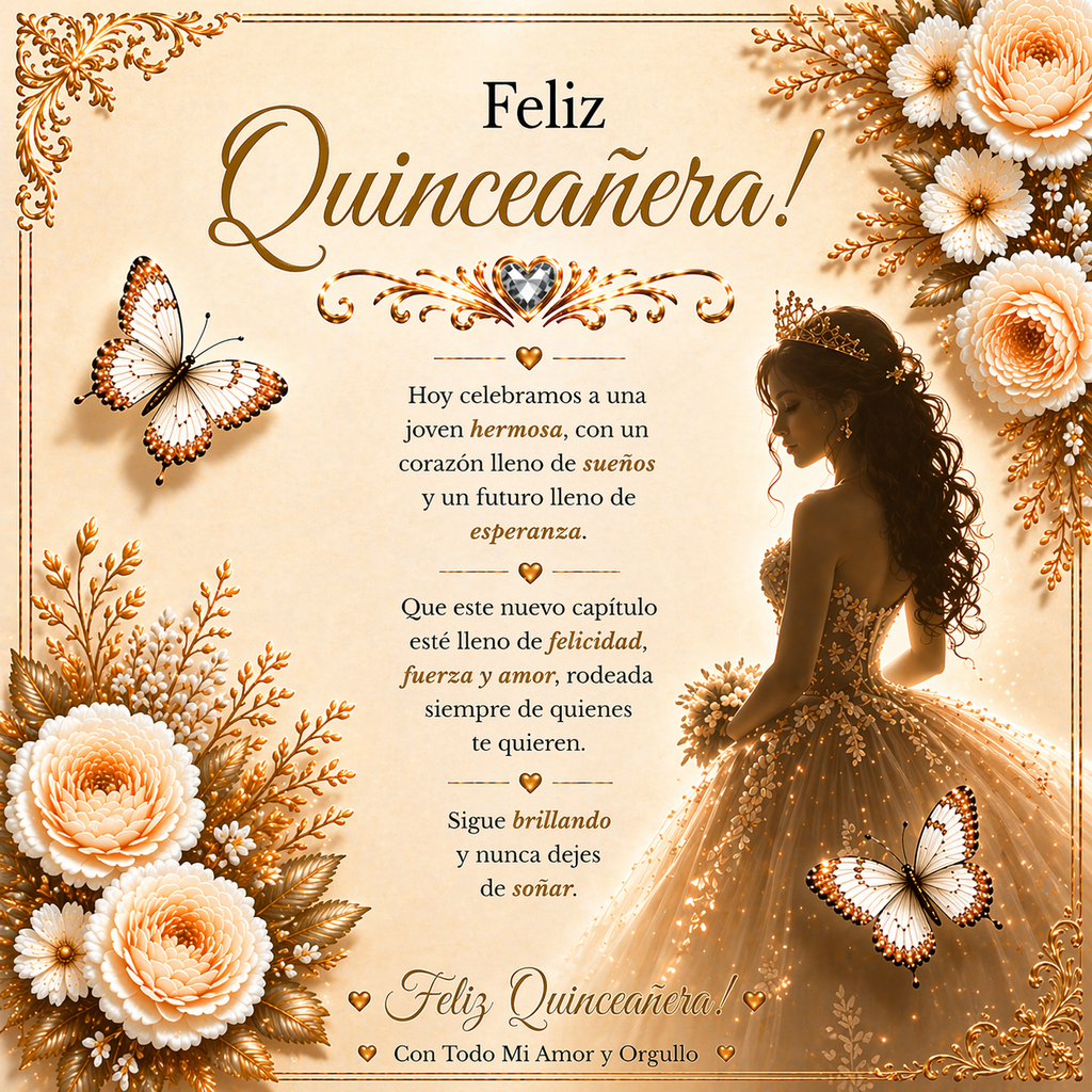 💖Feliz Quinceañera, Mi Niña — Siempre Serás Mi Orgullo Y Mi Alegría. Te Amaré Por Siempre. Con Amor, Papá