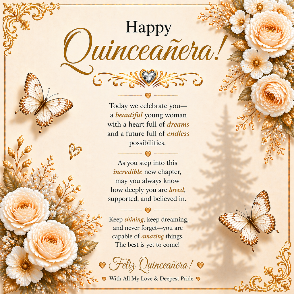 Feliz Quinceañera Elegant & Charming Wishes Card Gift Set