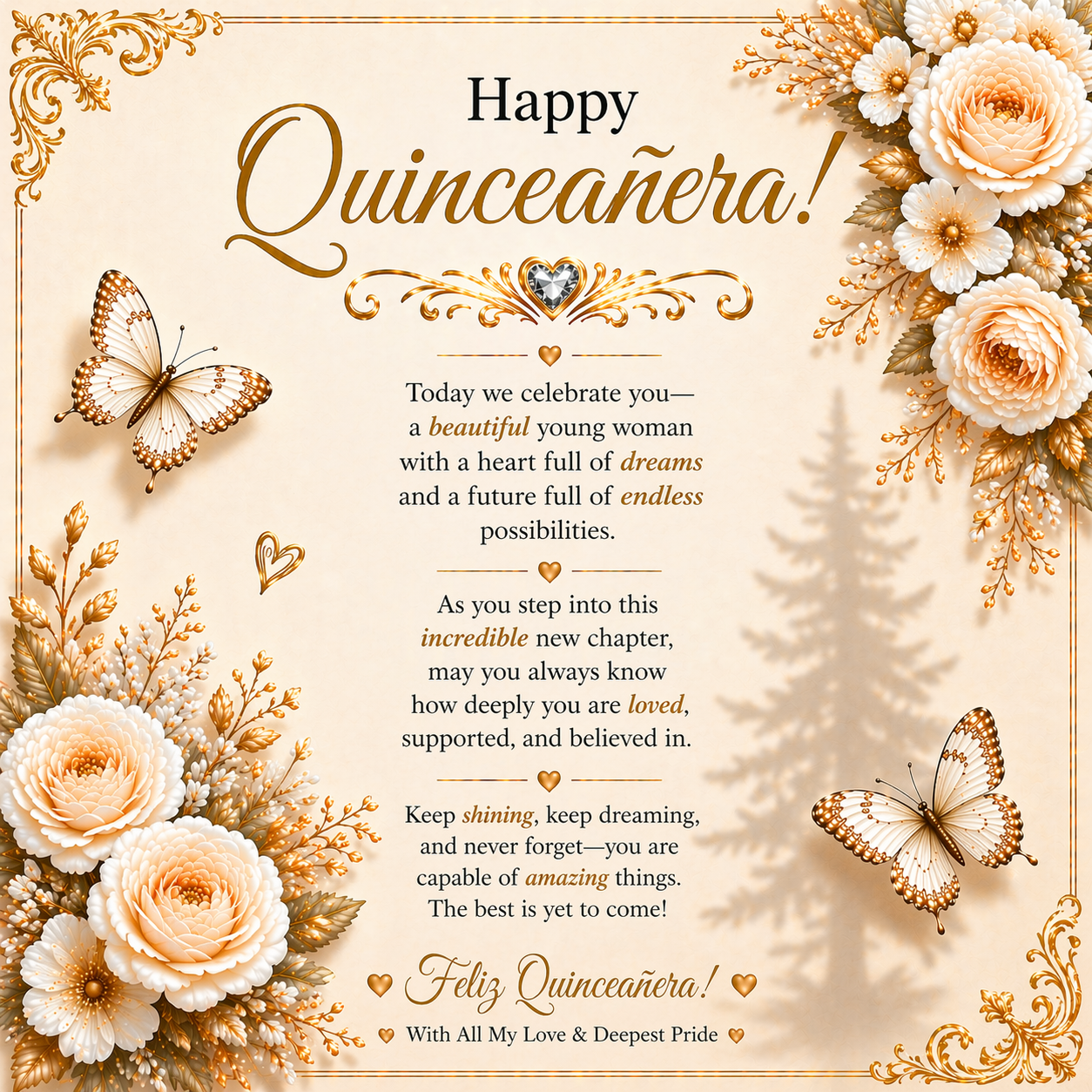 Feliz Quinceañera Elegant & Charming Wishes Card Gift Set