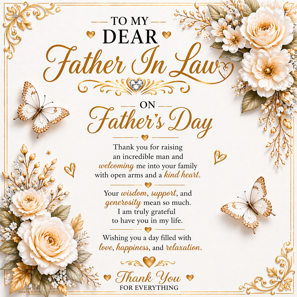Elegant Father's Day Appreciation Card For My Father-In-Law Gift Set
