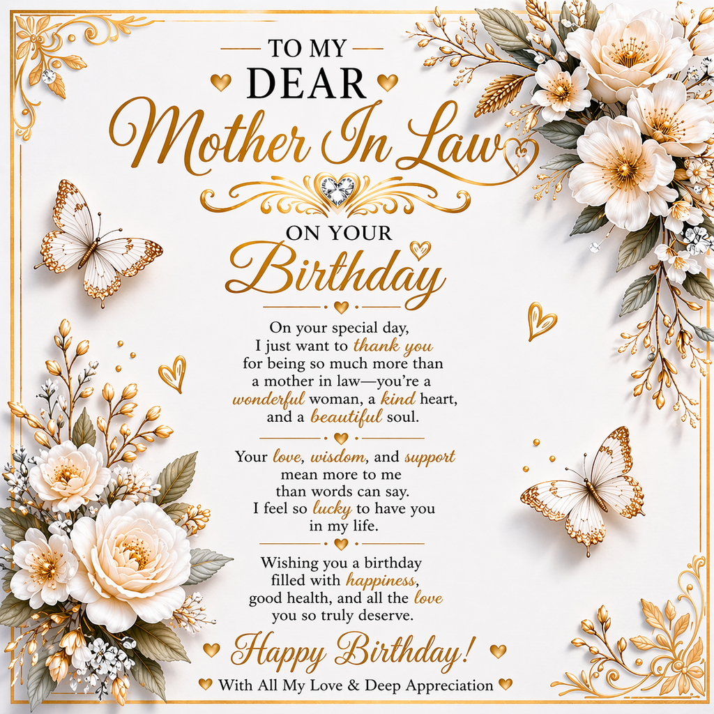Elegant & Excellent Birthday Wishes Card For My Mother-In-Law Gift Set