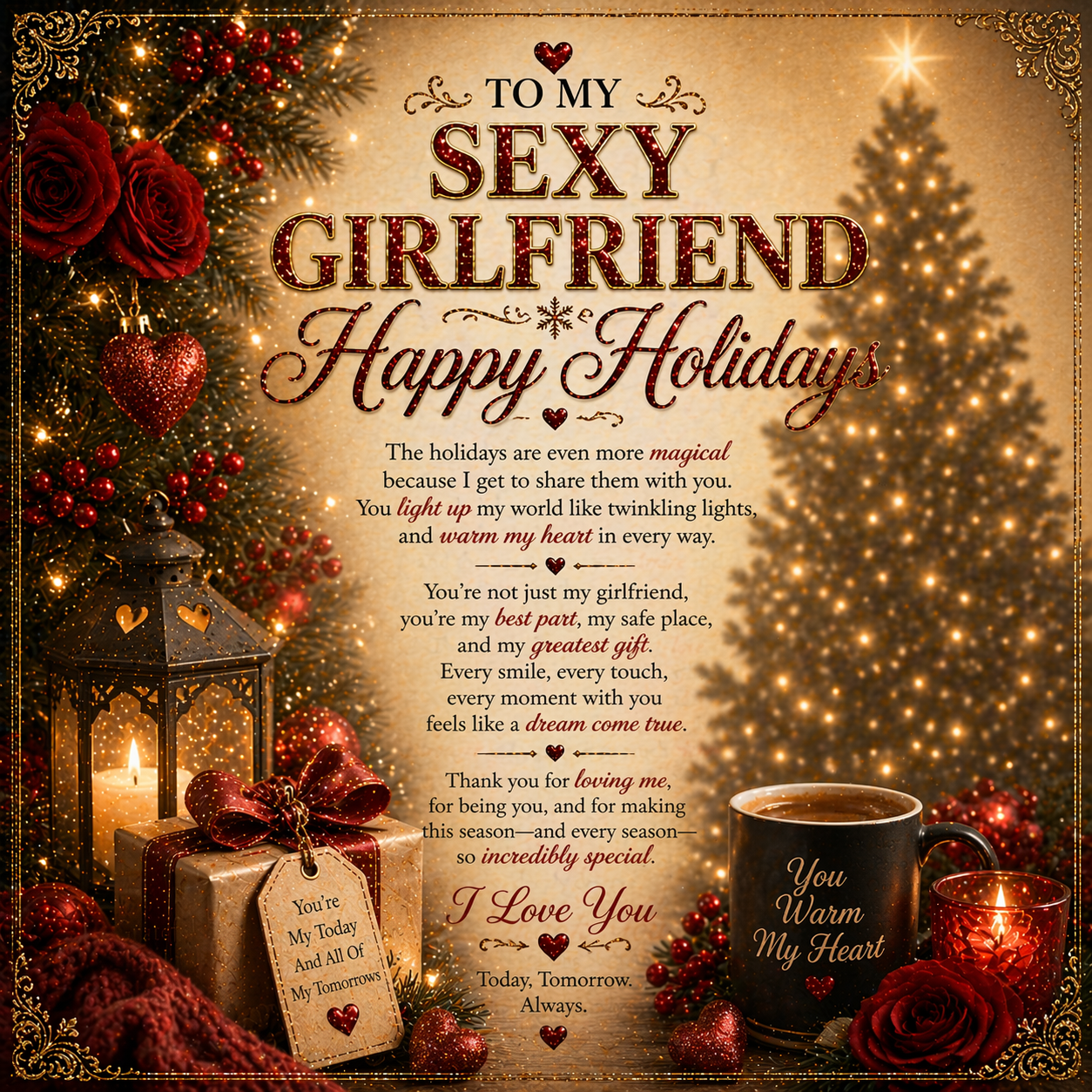 Splendid & Romantic Holidays Love card For My Girlfriend Gift Set