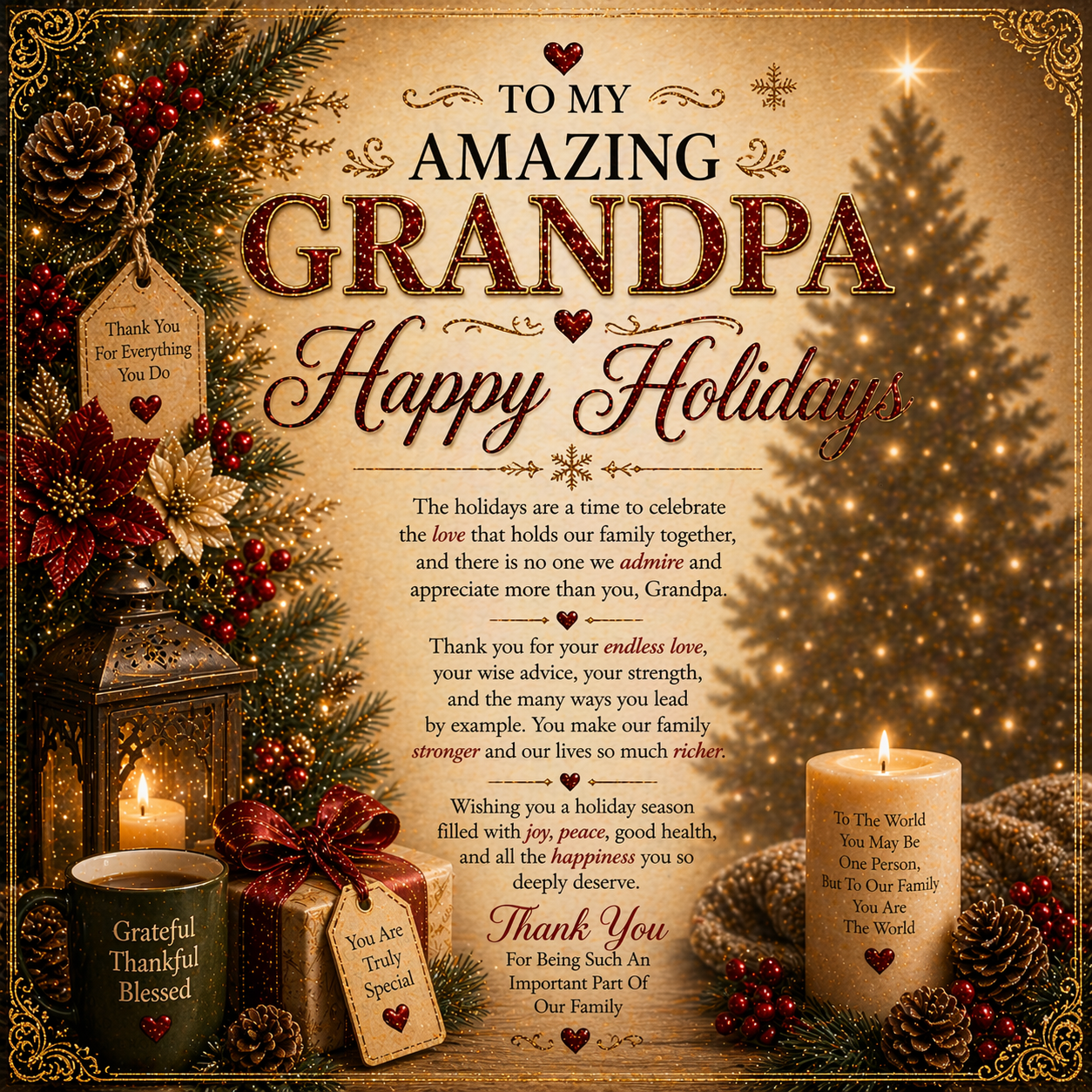 My Amazing & Magnificent Holidays Greeting For Grandpa Gift Set