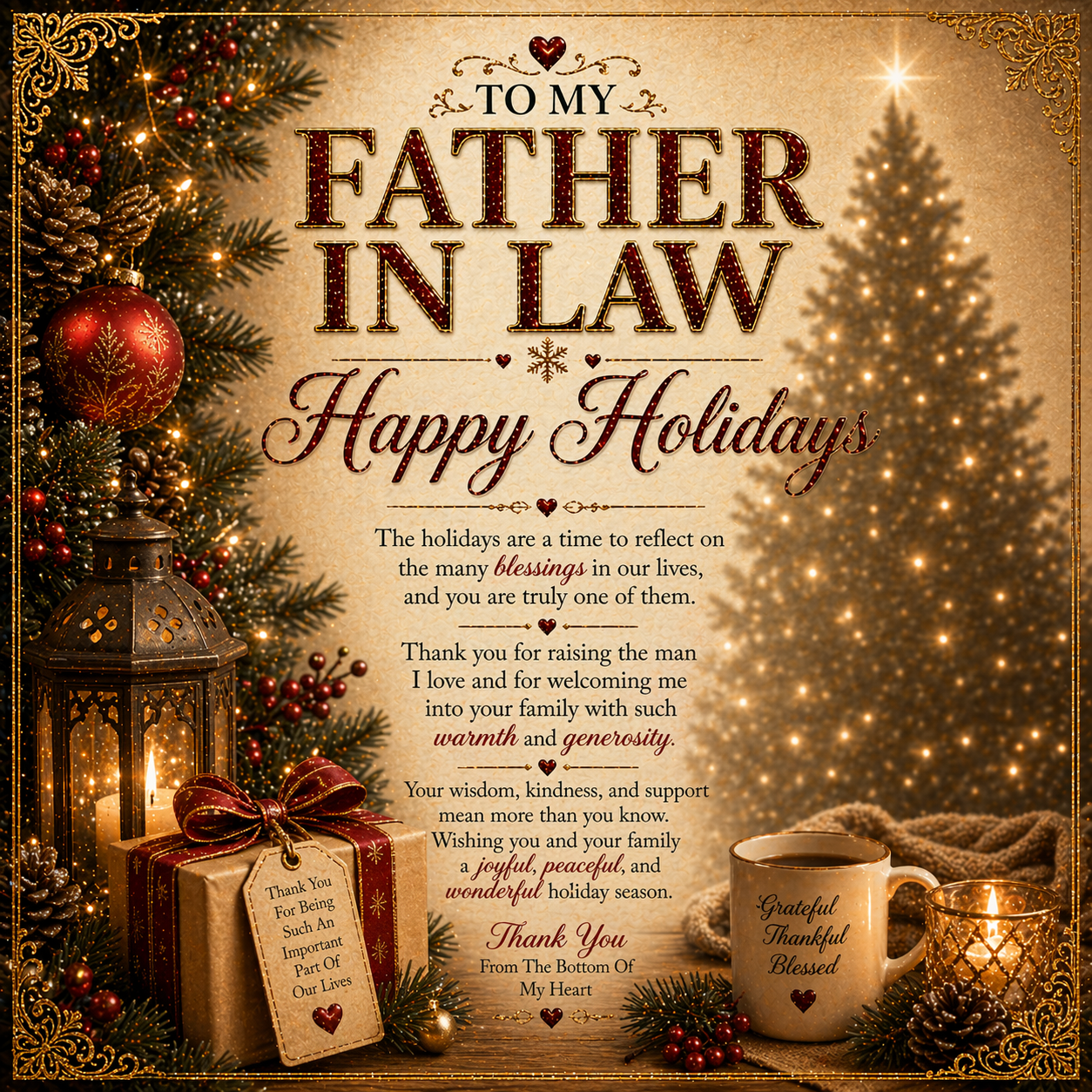Elegant Christmas Greeting For My Father-In-Law Gift Set