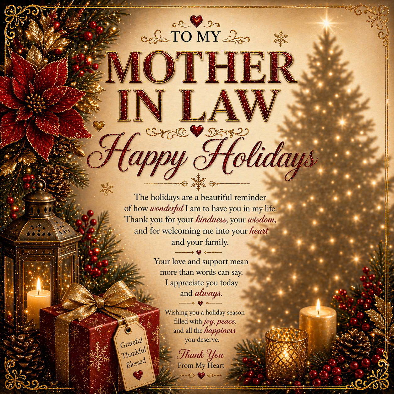 Wonderful Holidays Greetings To My Mother-In-Law Gift Set