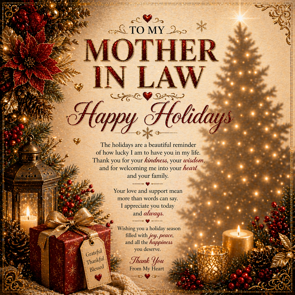 Elegant Holidays Card For a My Mother-In-Law Gift Set