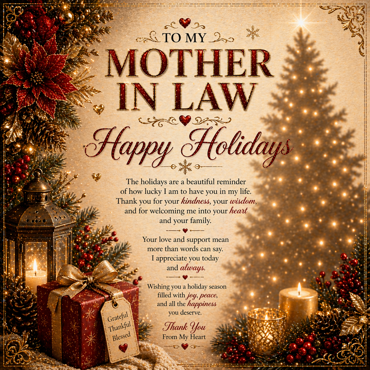 Elegant Holidays Card For a My Mother-In-Law Gift Set