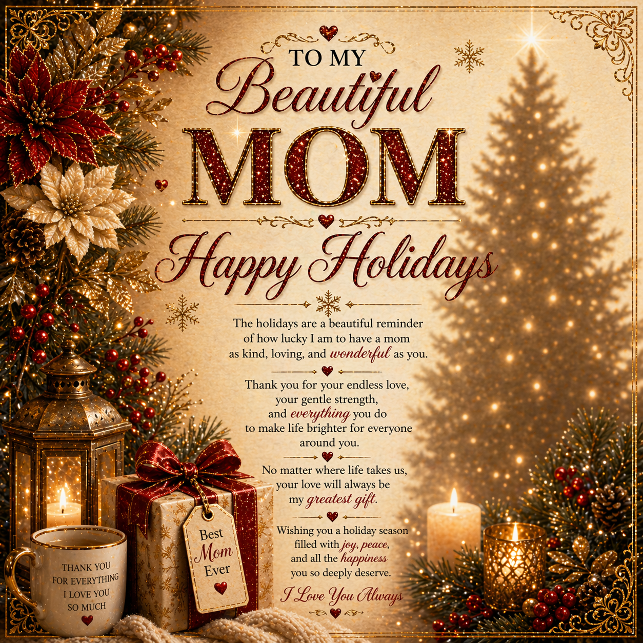 Luxurious Holiday Card For Mommy Gift Set