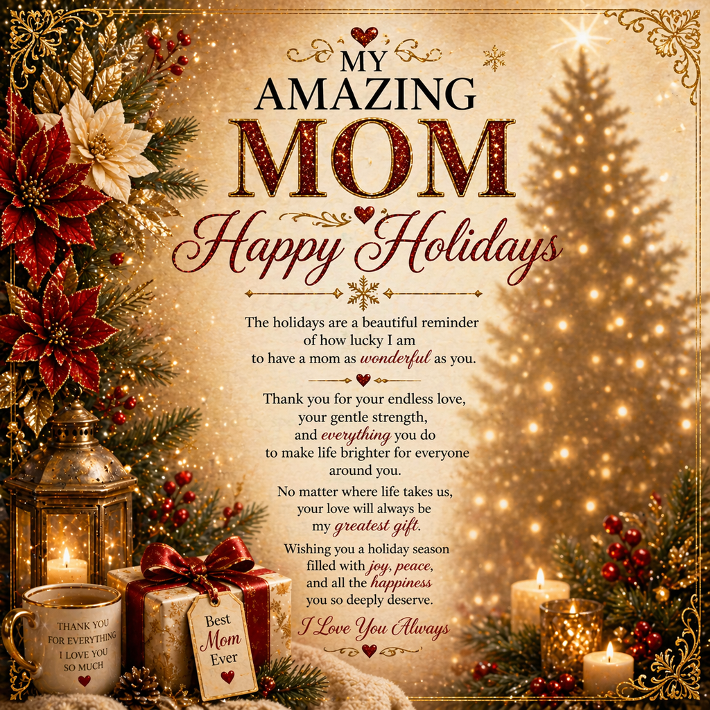 Warm Holiday Wishes Card For Mom Gift Set