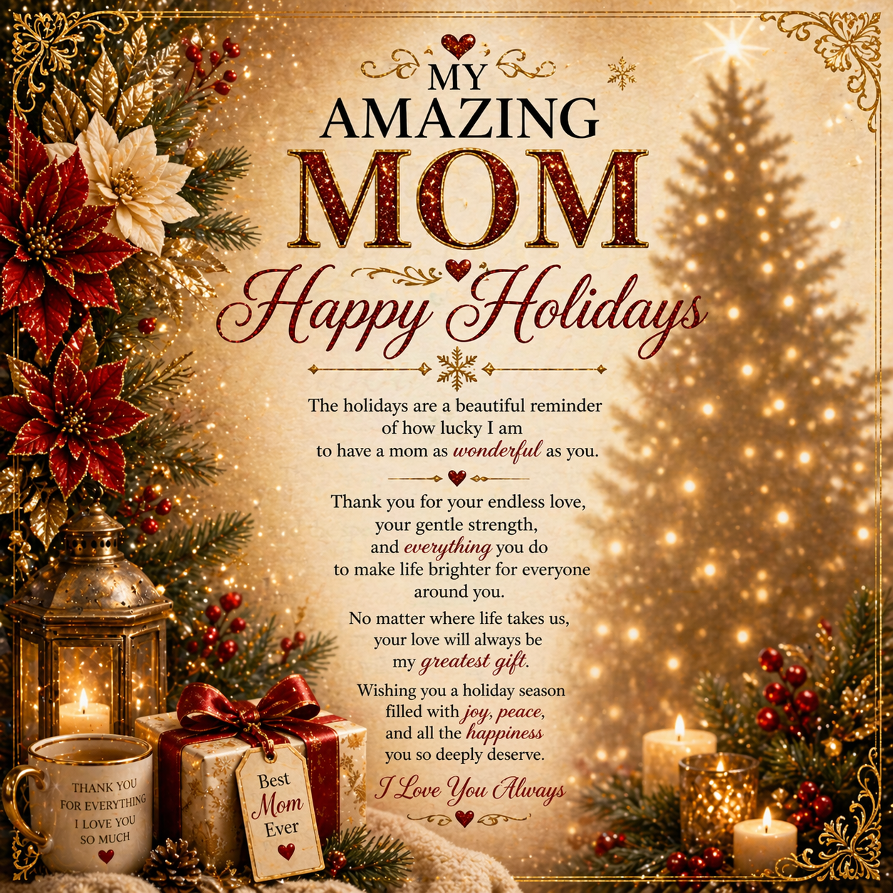 Warm Holiday Wishes Card For Mom Gift Set