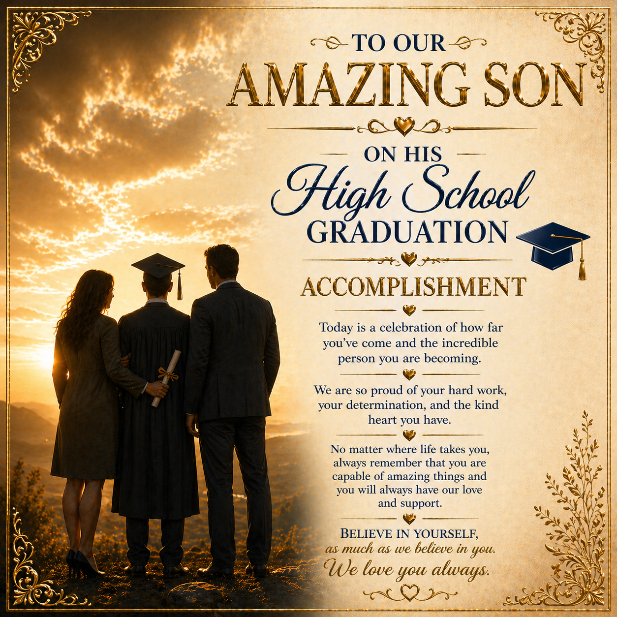 Wonderful Accomplishment To Our Amazing Son High School Graduate Acrylic Gift Set