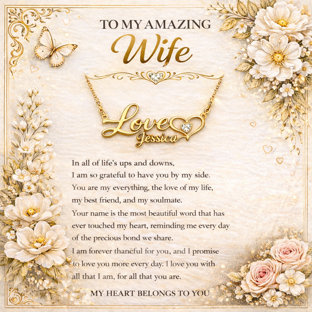 Signature Love Name Necklace To My Wife