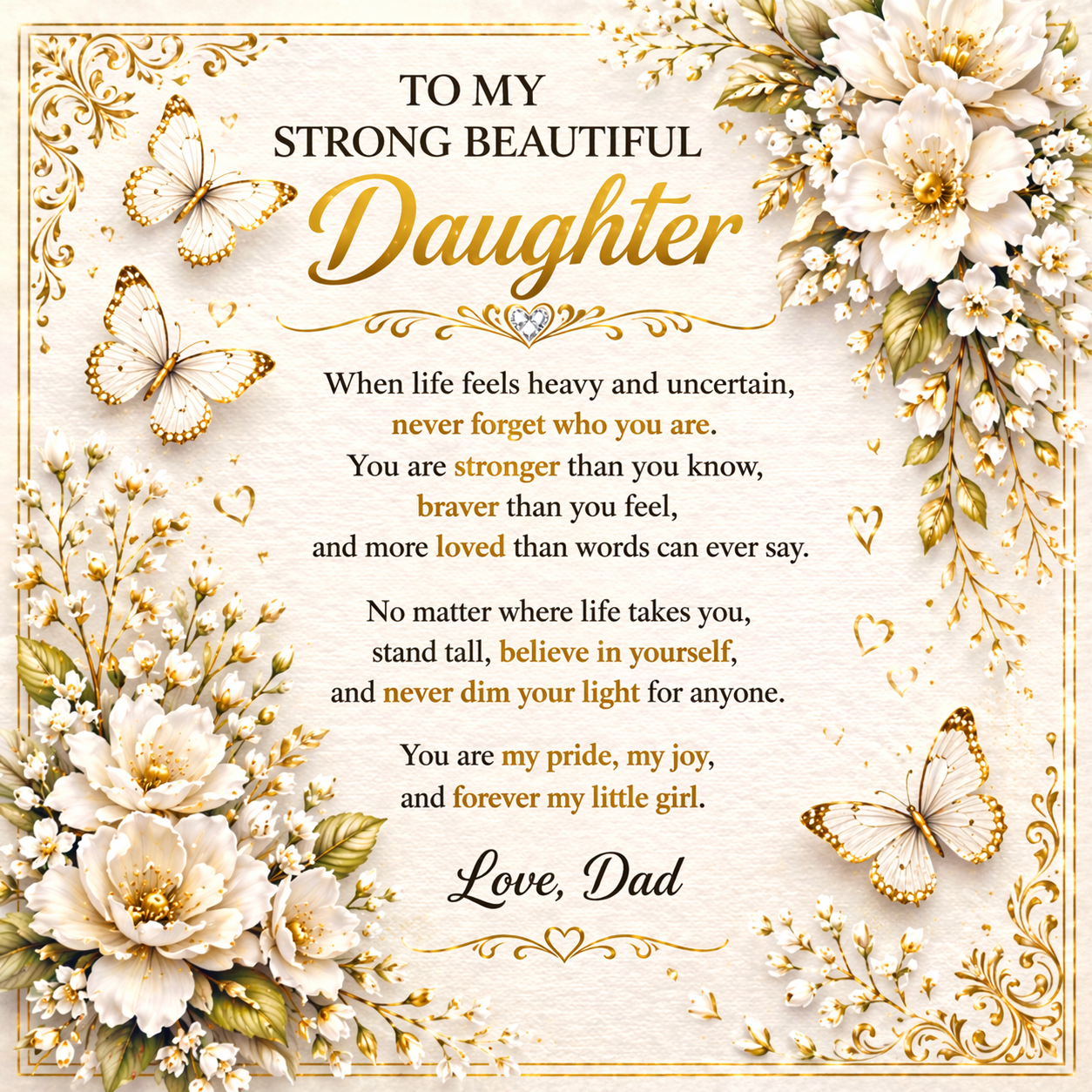 To My Strong & Beautiful Daughter Necklace Gift Set