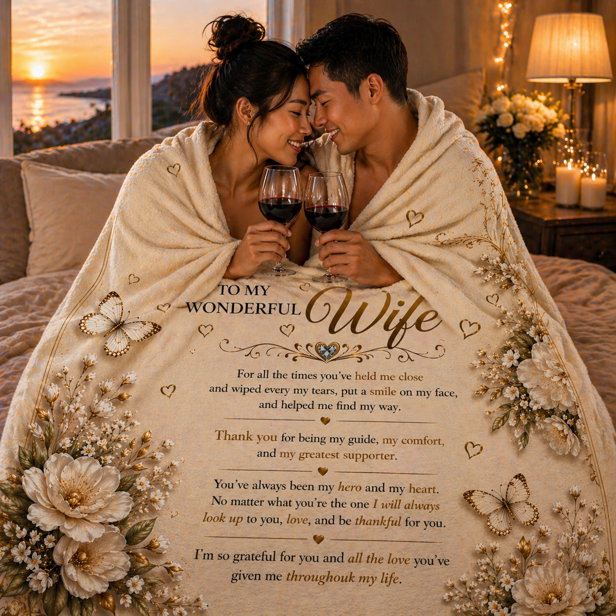 To My Beloved Wife Woven Blanket Gift