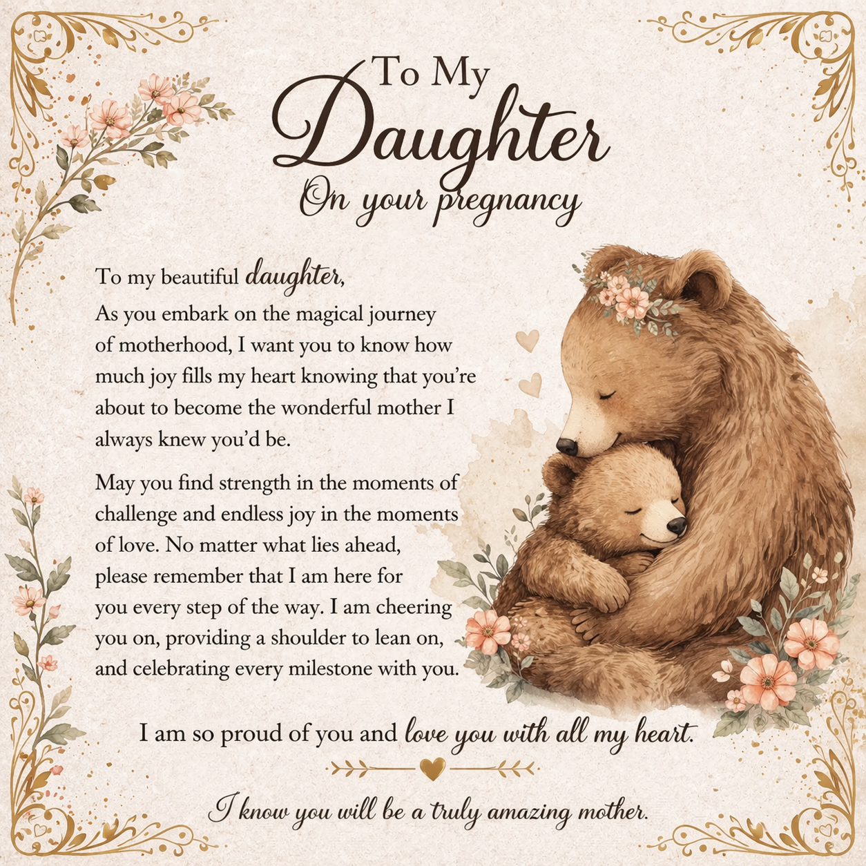 To My Beautiful Daughter's Pregnancy – Necklace Gift From Mom