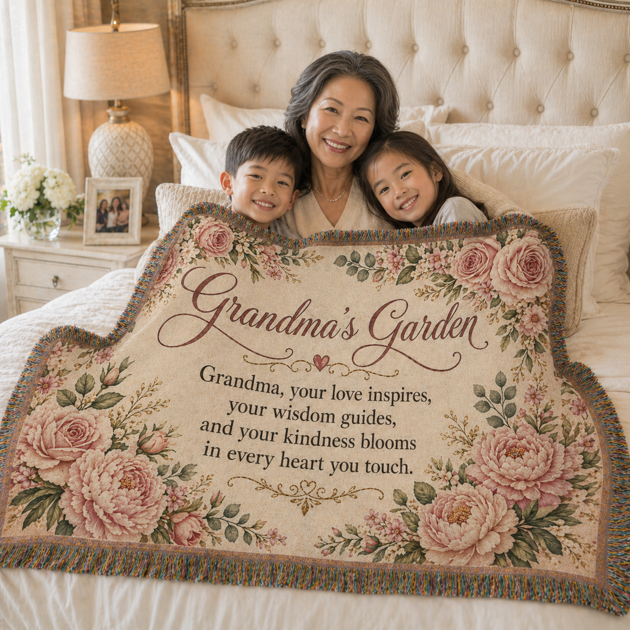 Beautiful Grandma Garden Woven Blanket  Gift
