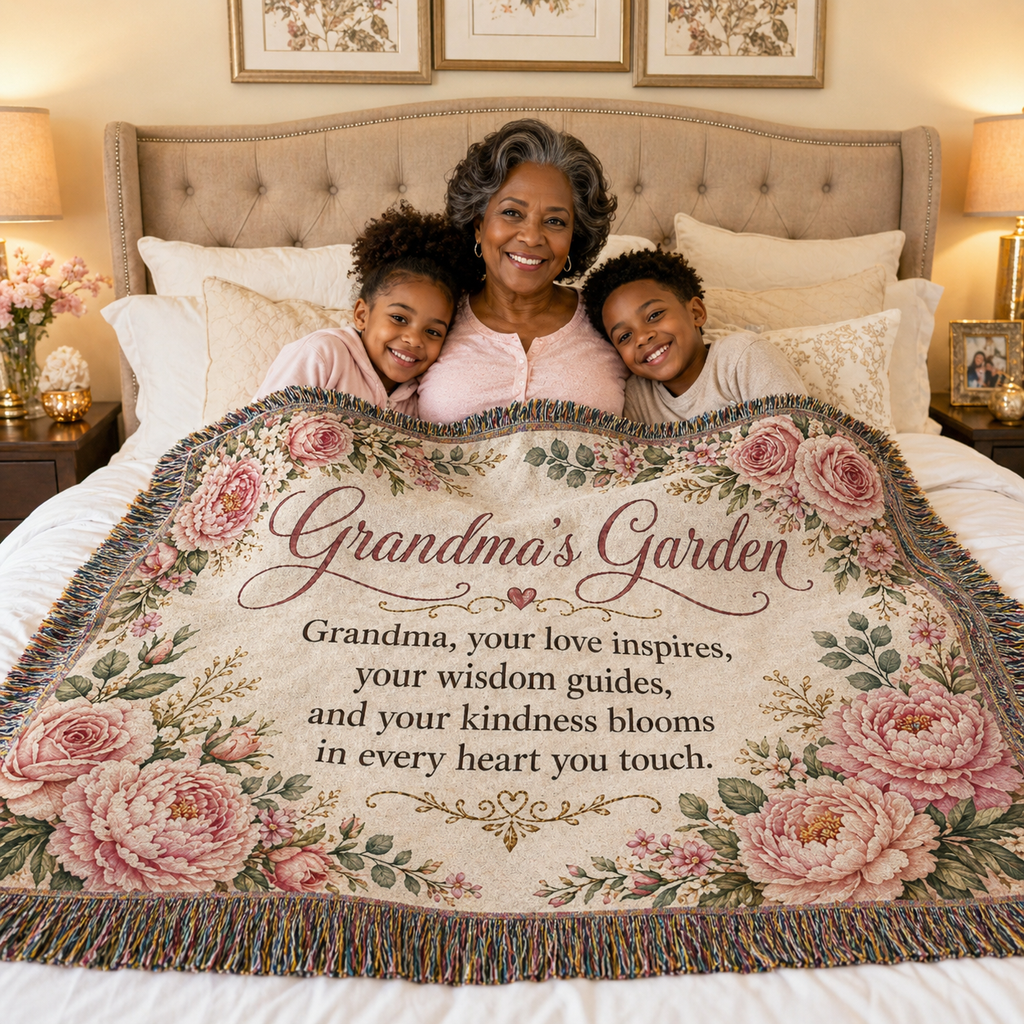 Beautiful Grandma Garden Woven Blanket  Gift