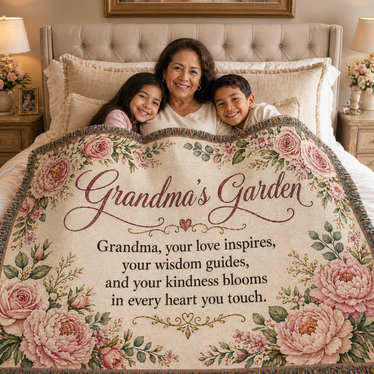 Beautiful Grandma Garden Woven Blanket  Gift