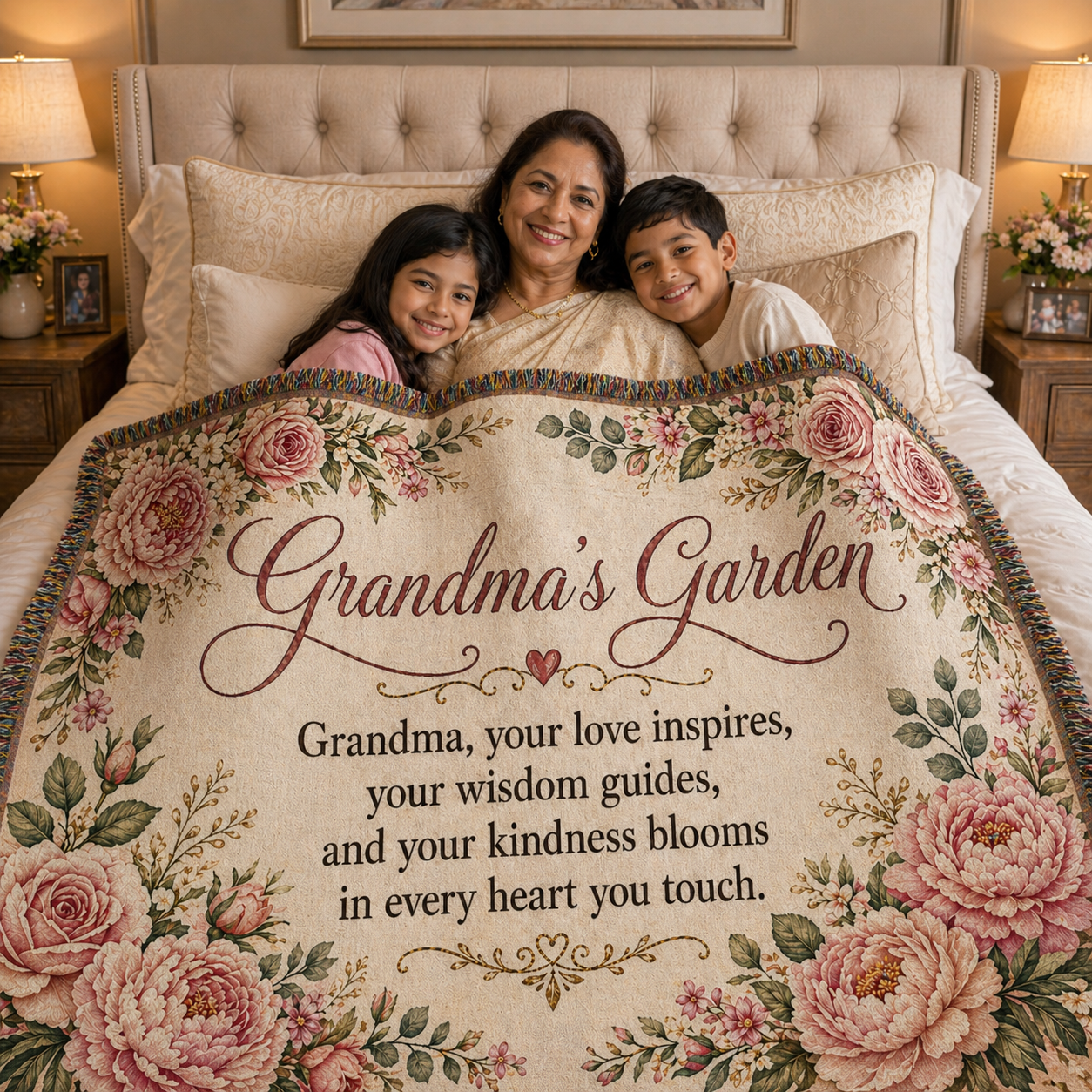 Beautiful Grandma Garden Woven Blanket  Gift