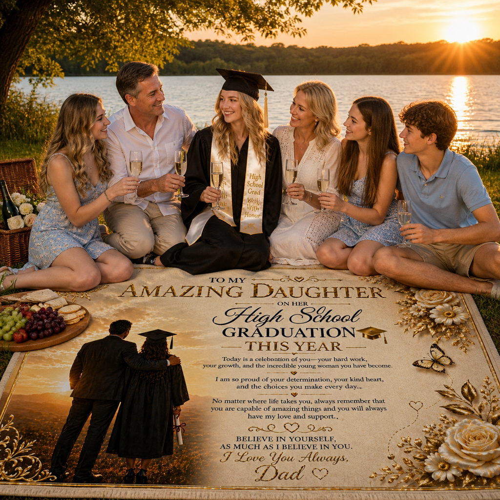 Amazing Daughter High School Graduation Customized Woven Blanket