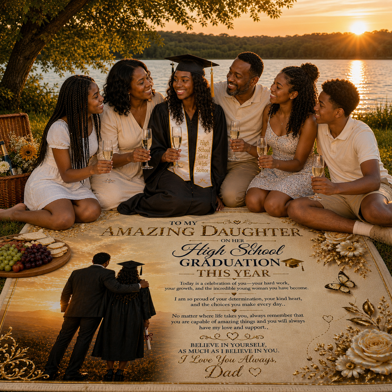 Amazing Daughter High School Graduation Customized Woven Blanket