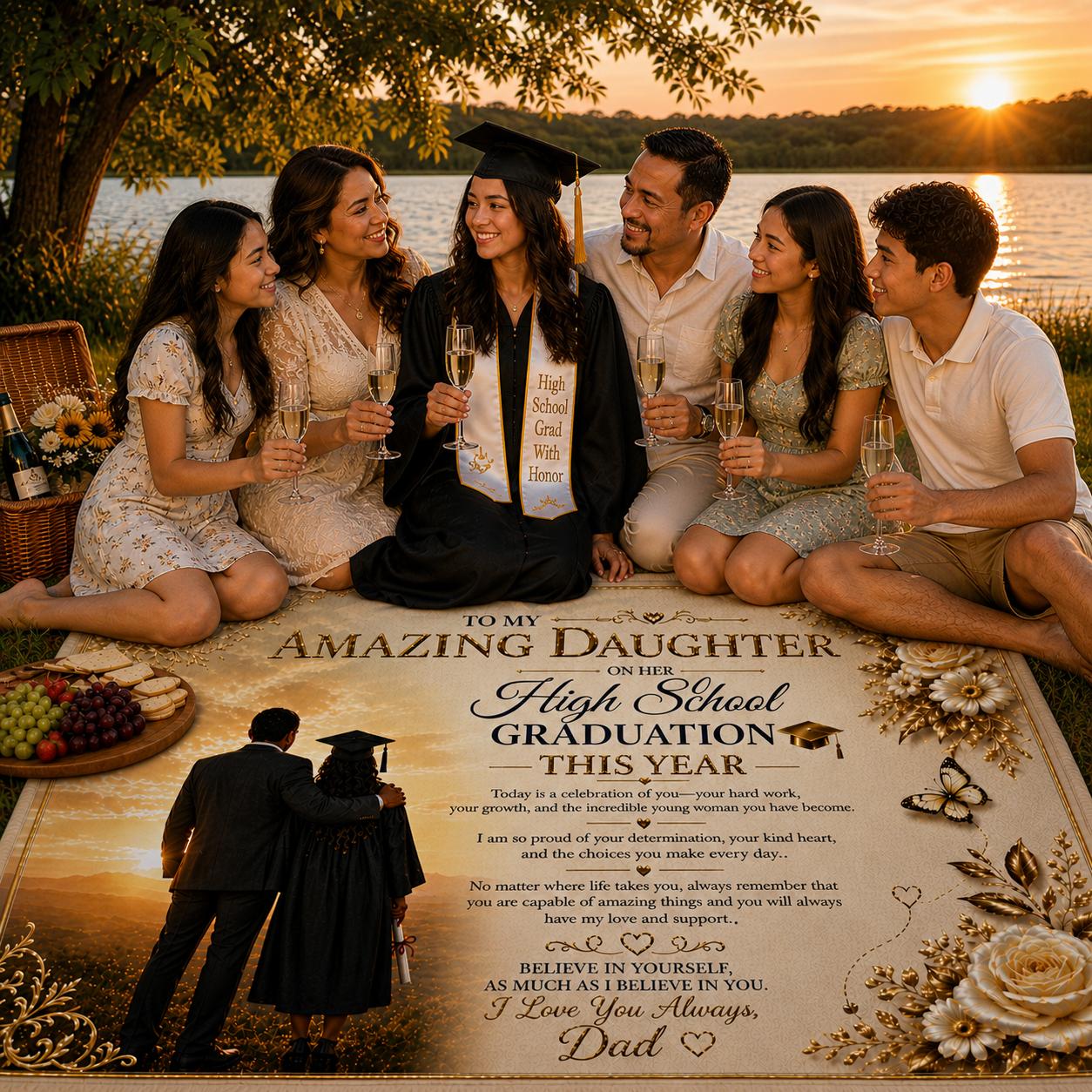 Amazing Daughter High School Graduation Customized Woven Blanket