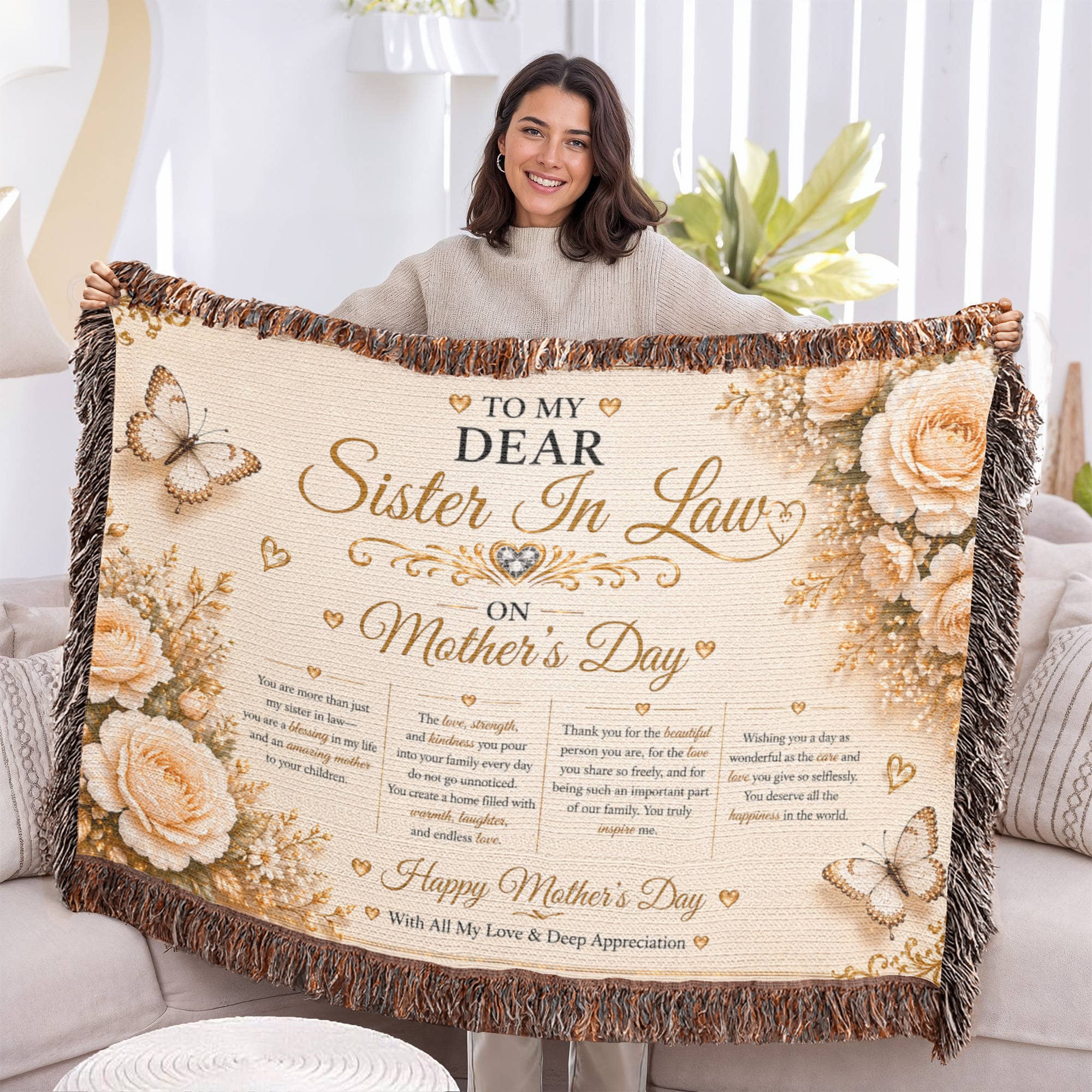 Mother's Day Woven Blanket For Sister-in-Law