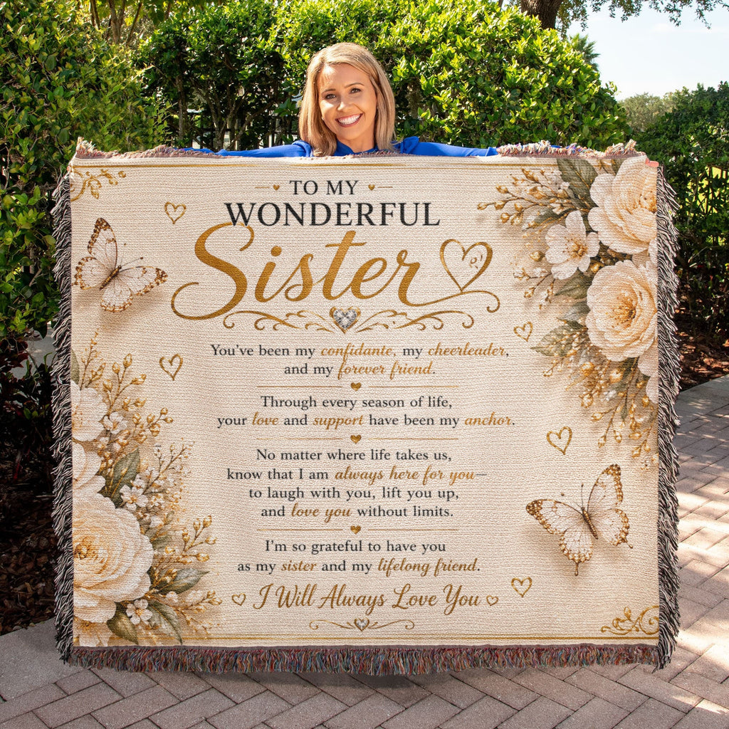 My Amazing Confidante & Cheerleader Sister Woven Blanket