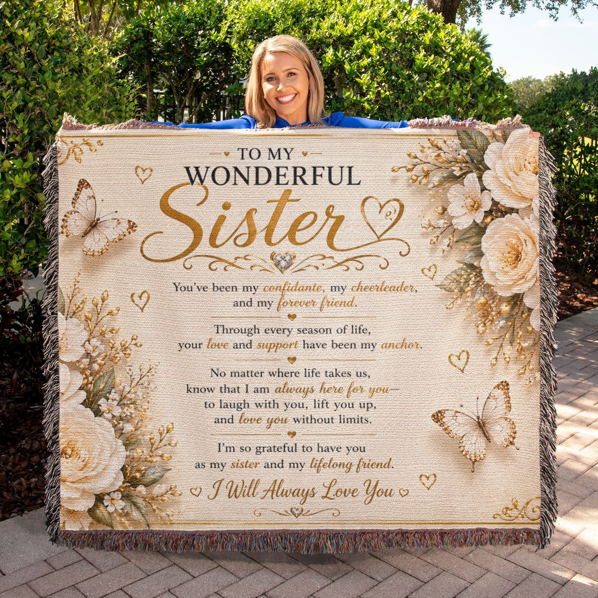 My Amazing Confidante & Cheerleader Sister Woven Blanket
