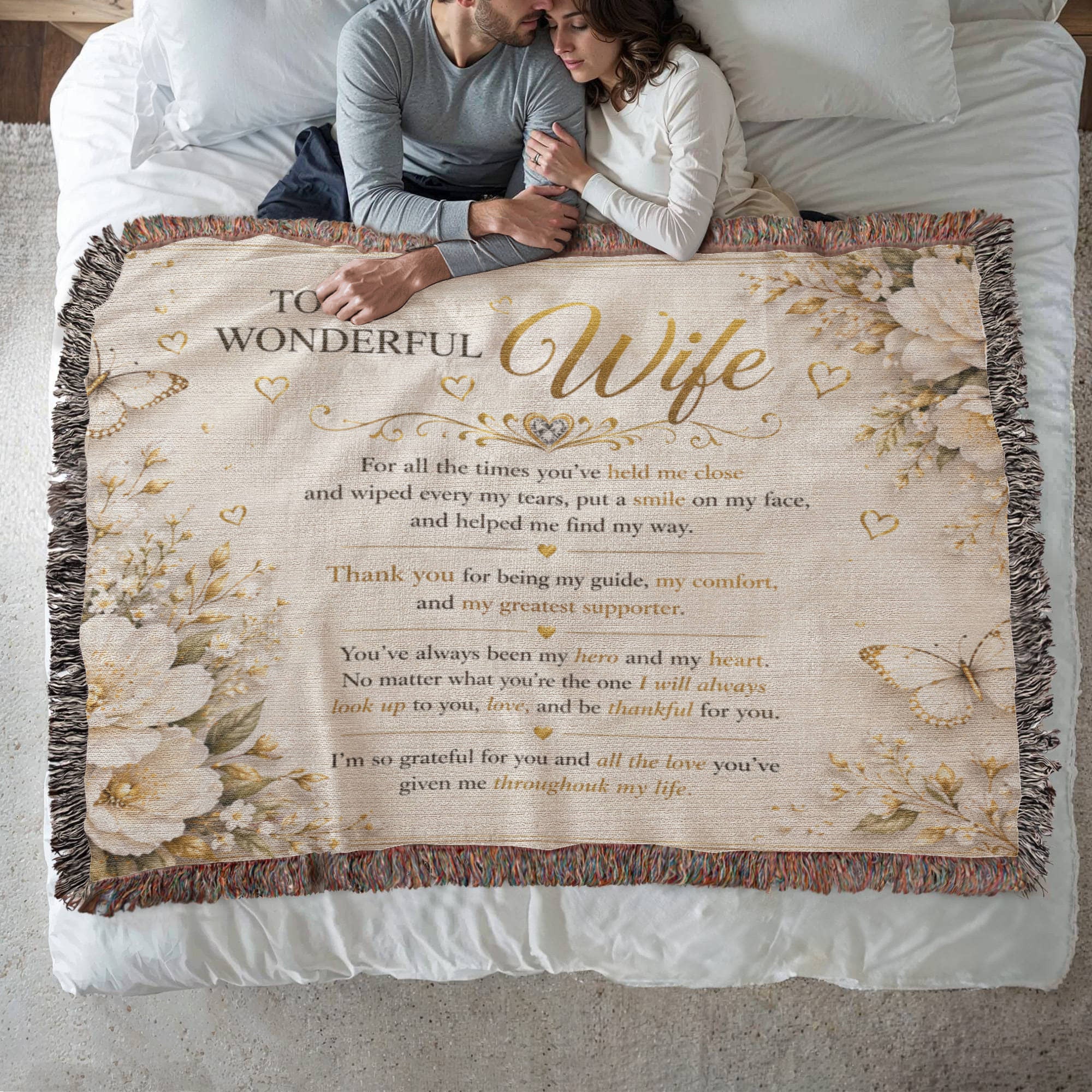 To My Beloved Wife Woven Blanket Gift