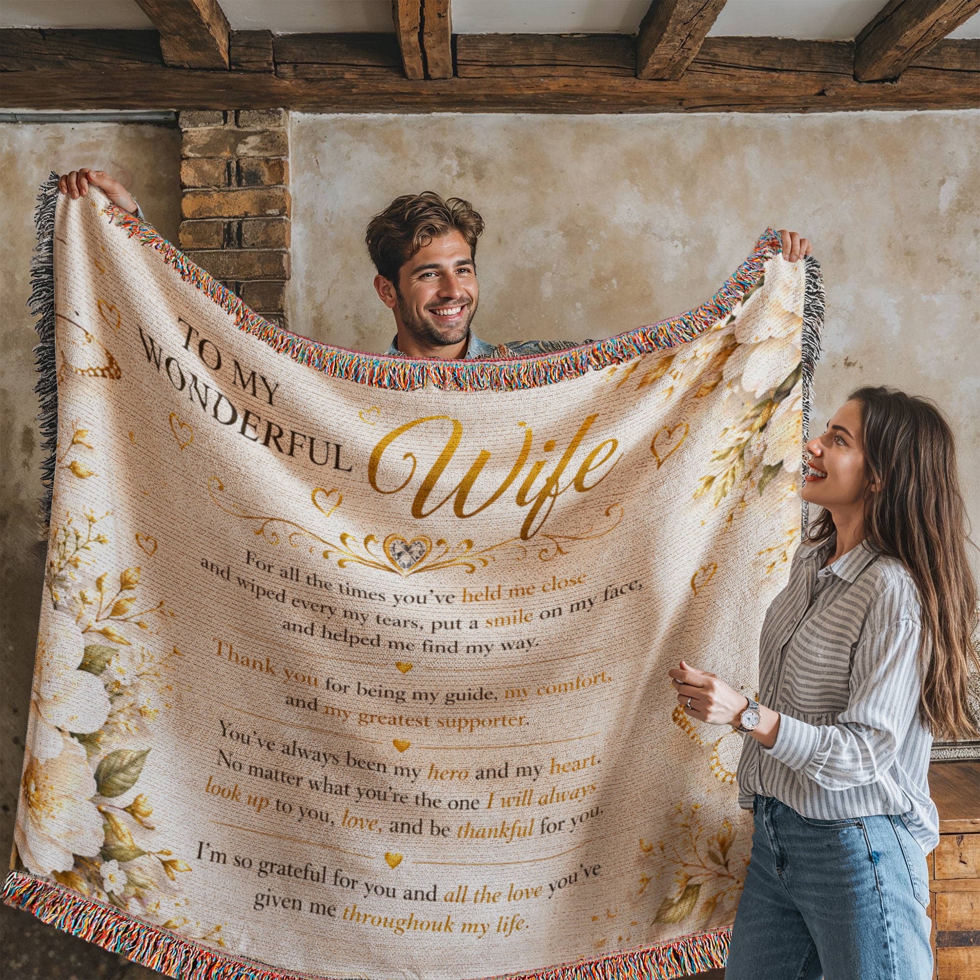 To My Beloved Wife Woven Blanket Gift