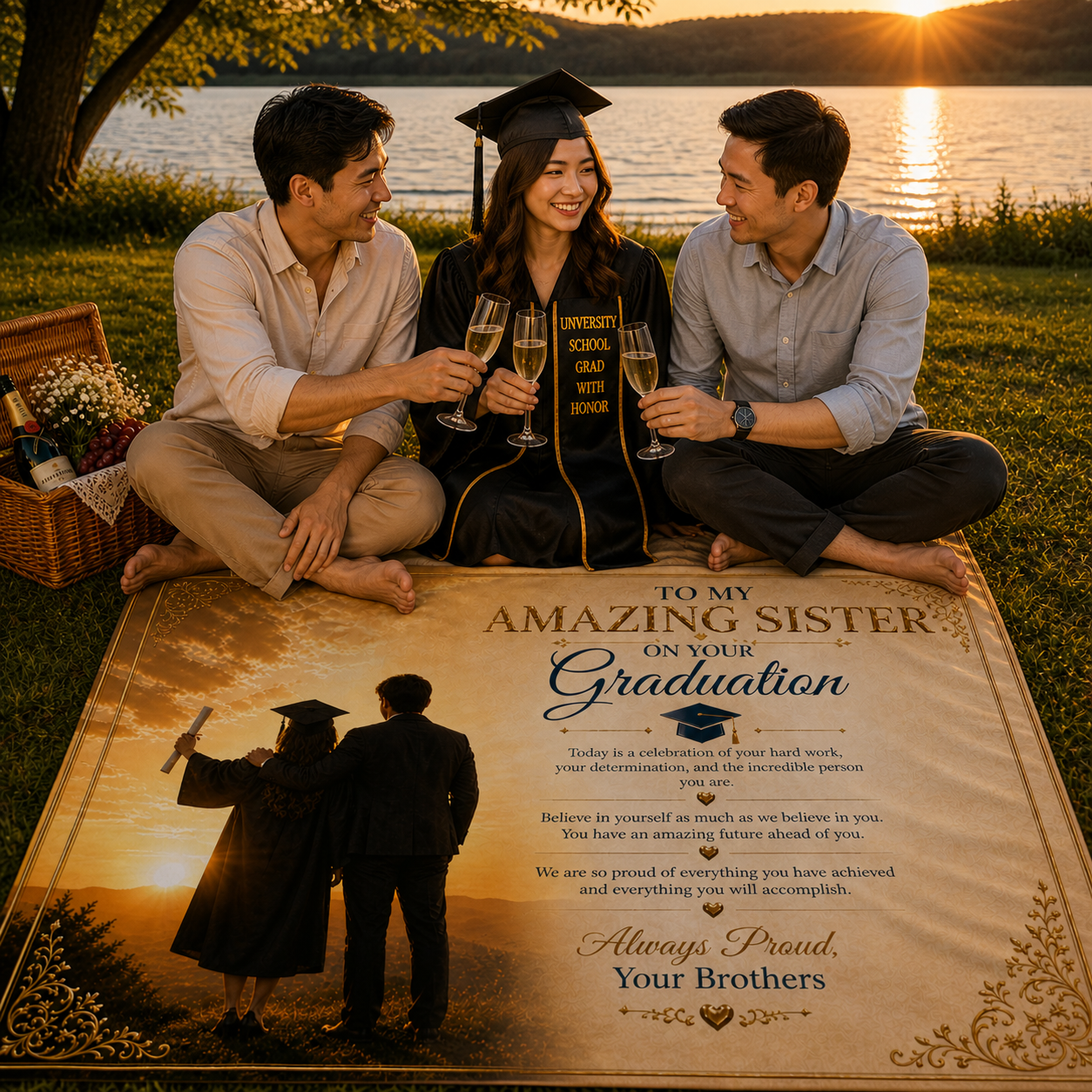 Elegant Grad Success To My Amazing Sister Woven Blanket