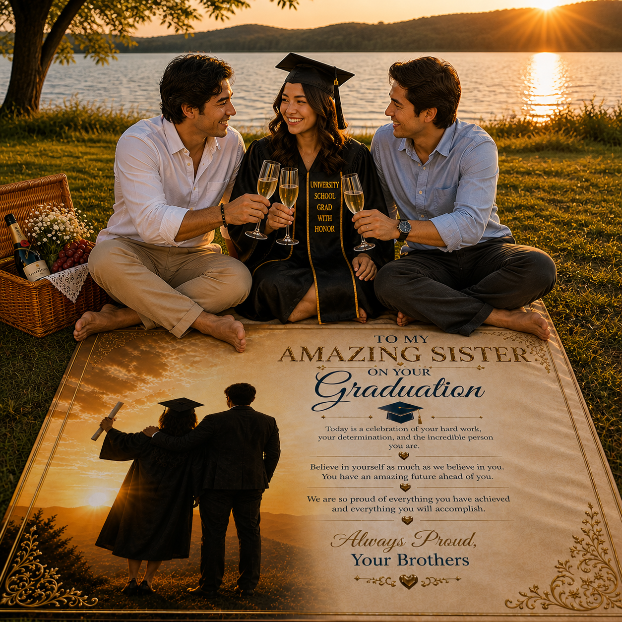 Elegant Grad Success To My Amazing Sister Woven Blanket