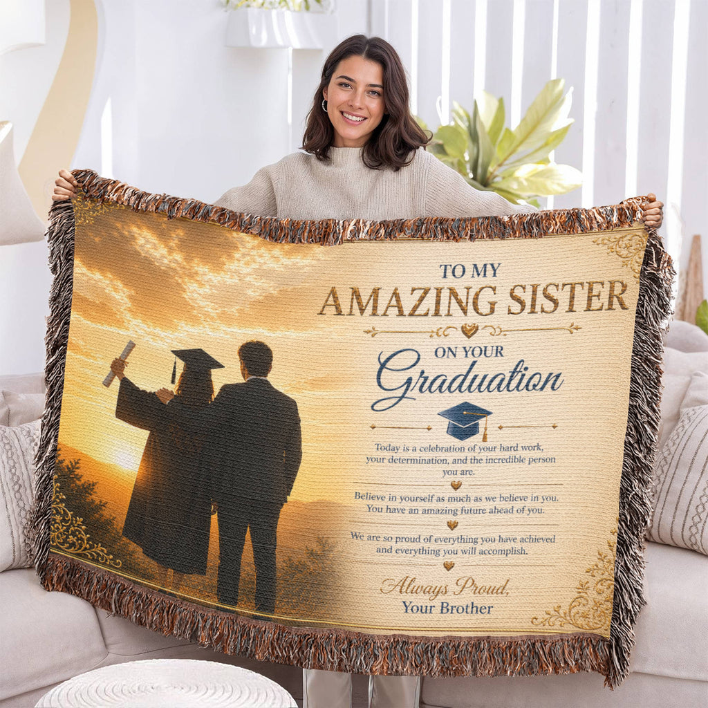Elegant Grad Success To My Amazing Sister Woven Blanket