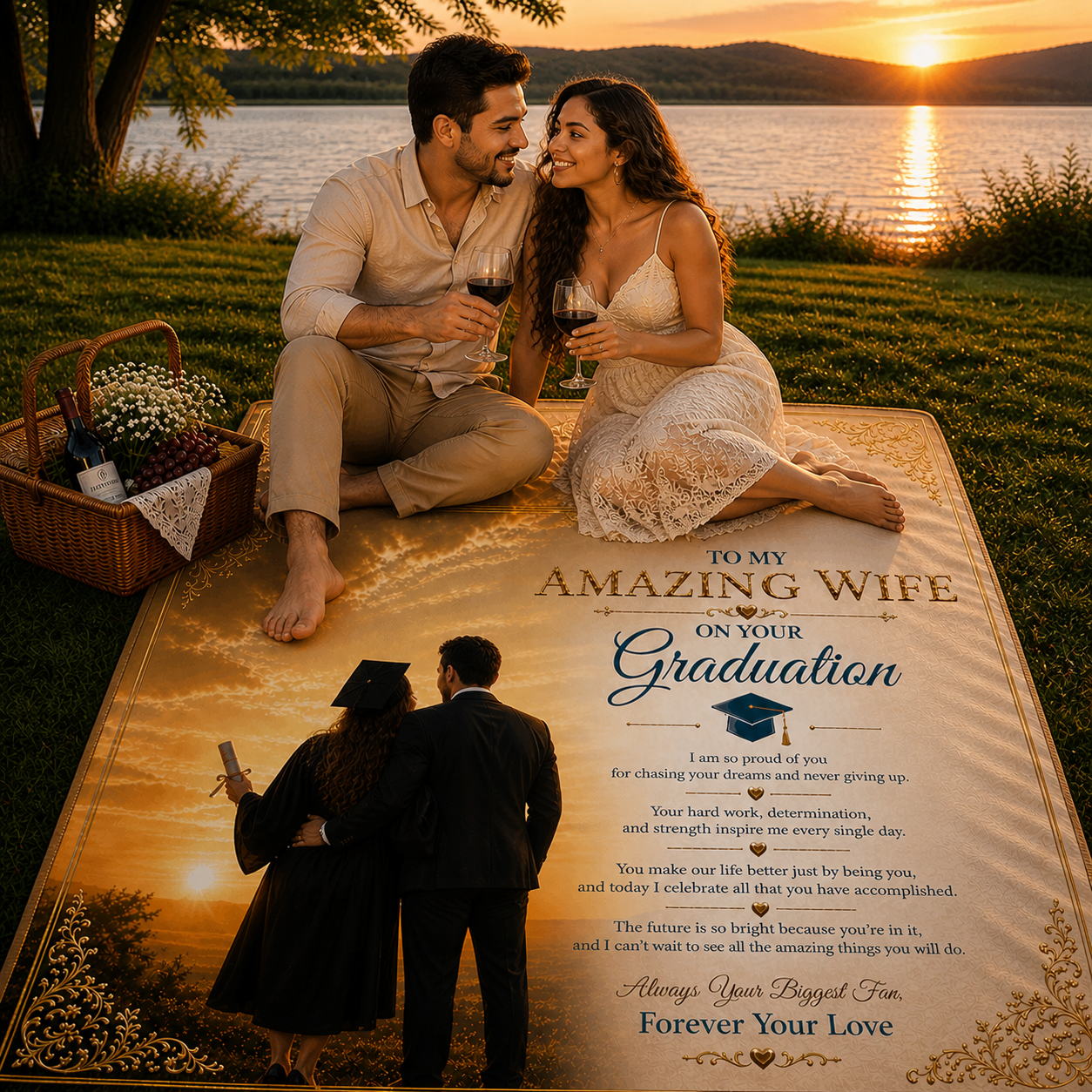 To My Sweet Wife On Your Grad Success Woven Blanket