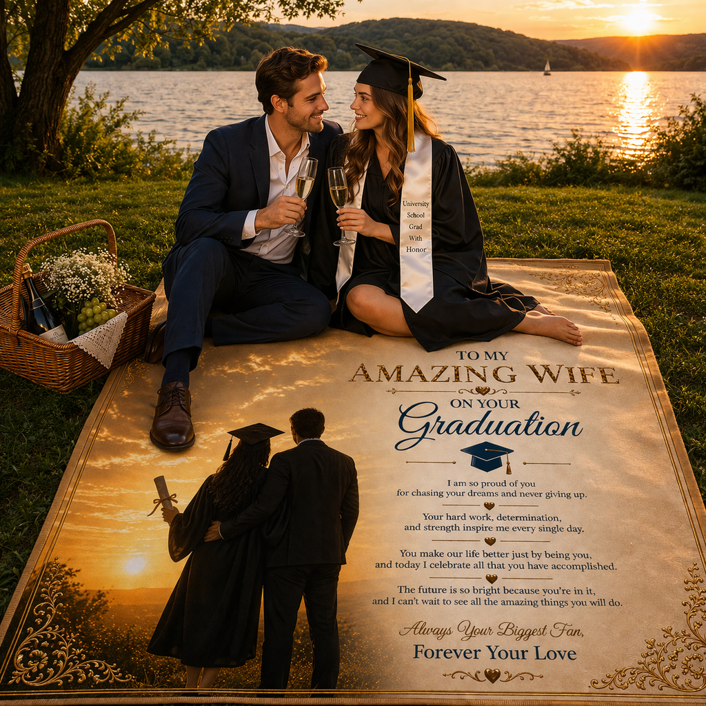 To My Sweet Wife On Your Grad Success Woven Blanket